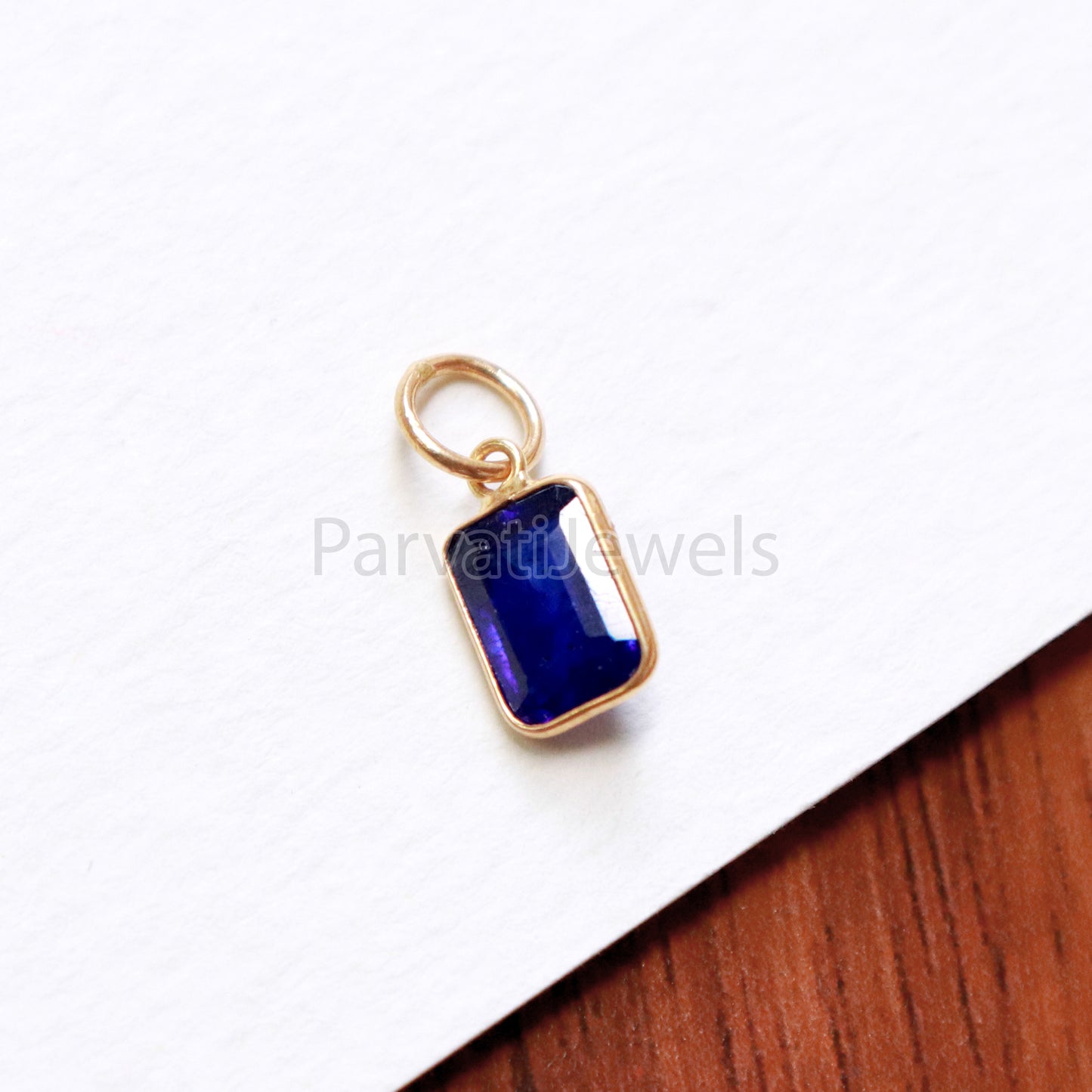 Lab Grown Tanzanite Charm, 18k Solid Gold Charm, Handmade Gold Charm, Tanzanite Dainty Charm, Minimalist Pendant, Tanzanite Charm