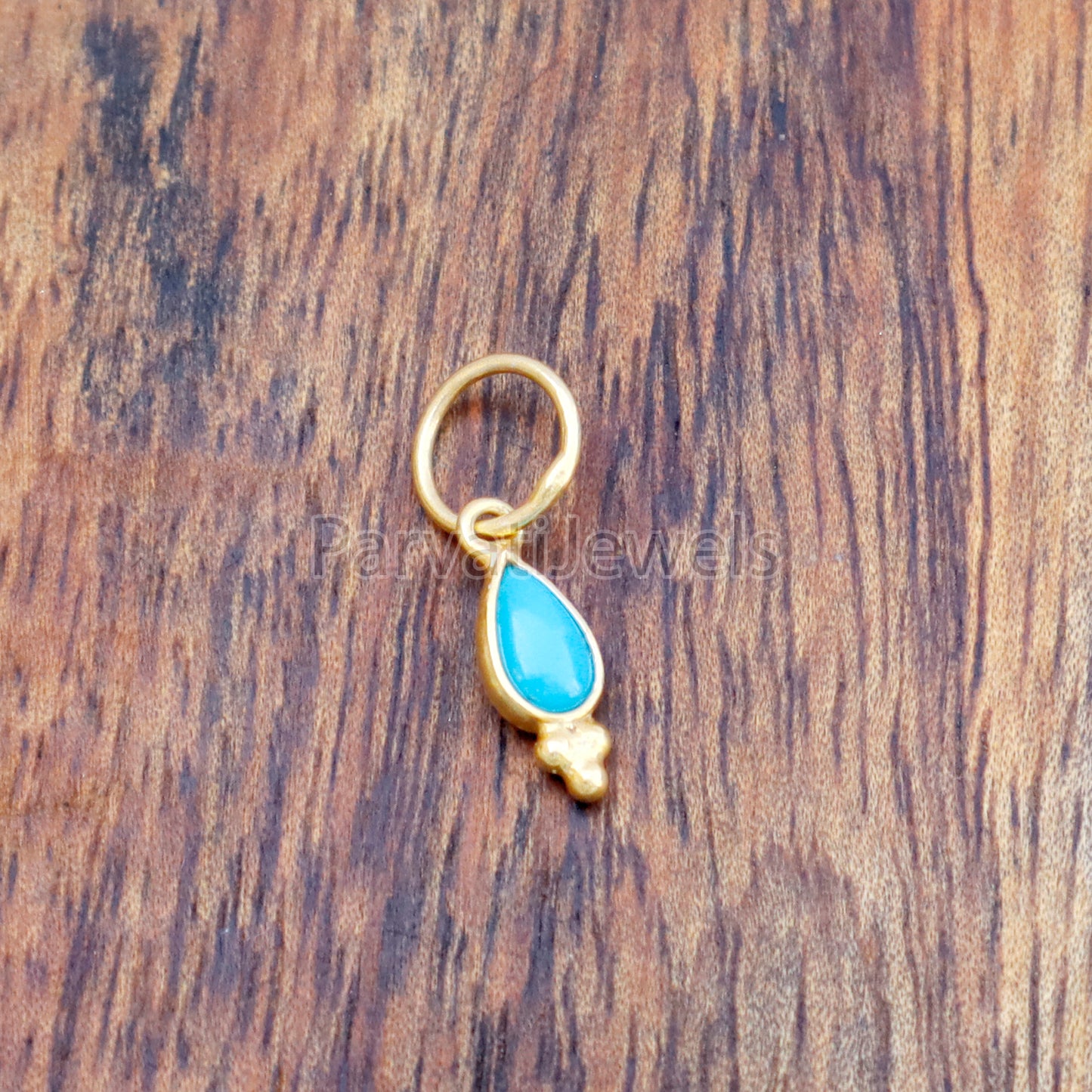 Natural Sleeping Beauty Turquoise 18K gold charm pendant, Handmade Gold Charm, Turquoise Charm, Turquoise Dainty Charm, Minimalist Pendant