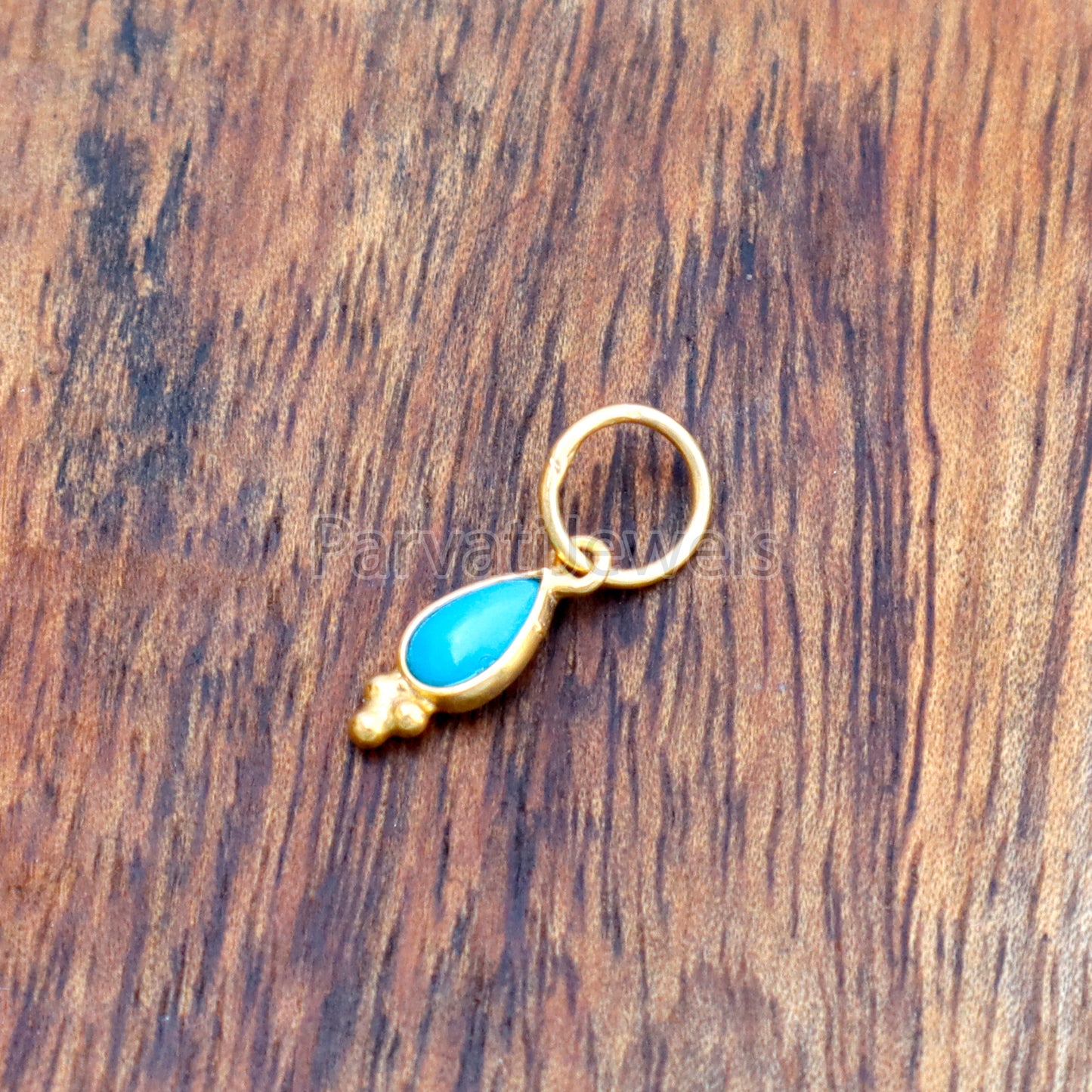 Natural Sleeping Beauty Turquoise 18K gold charm pendant, Handmade Gold Charm, Turquoise Charm, Turquoise Dainty Charm, Minimalist Pendant