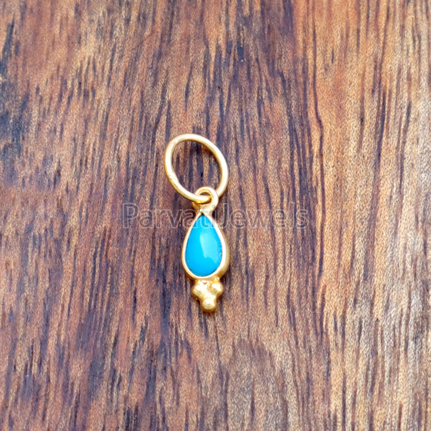 Natural Sleeping Beauty Turquoise 18K gold charm pendant, Handmade Gold Charm, Turquoise Charm, Turquoise Dainty Charm, Minimalist Pendant