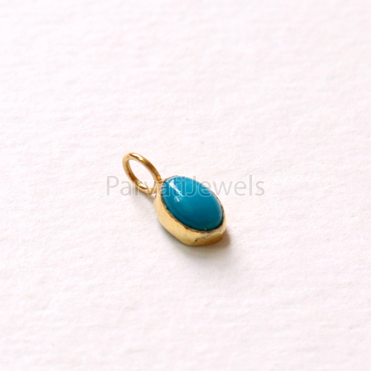 Natural Sleeping Beauty Turquoise 18K gold charm pendant, Handmade Gold Charm, Turquoise Charm, Turquoise Dainty Charm, Minimalist Pendant