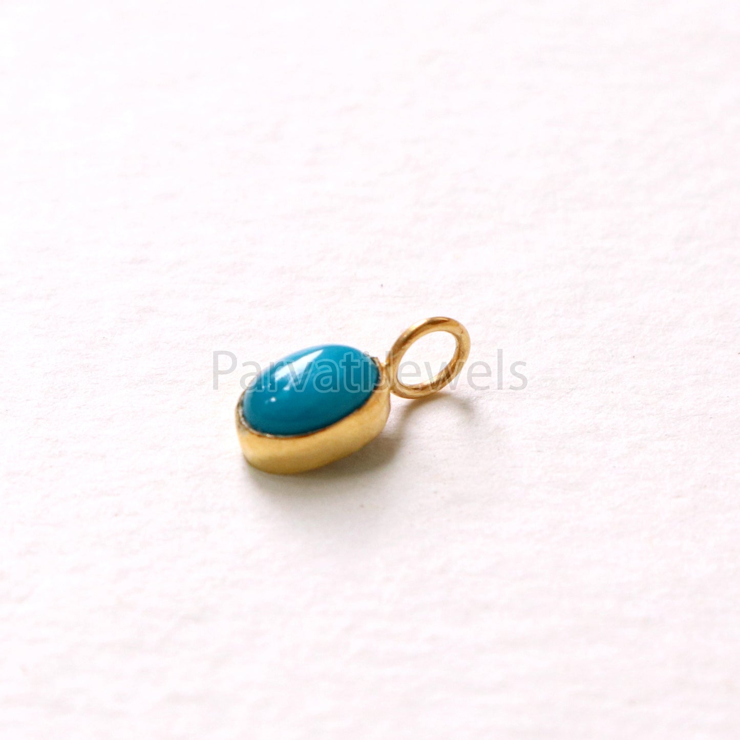 Natural Sleeping Beauty Turquoise 18K gold charm pendant, Handmade Gold Charm, Turquoise Charm, Turquoise Dainty Charm, Minimalist Pendant