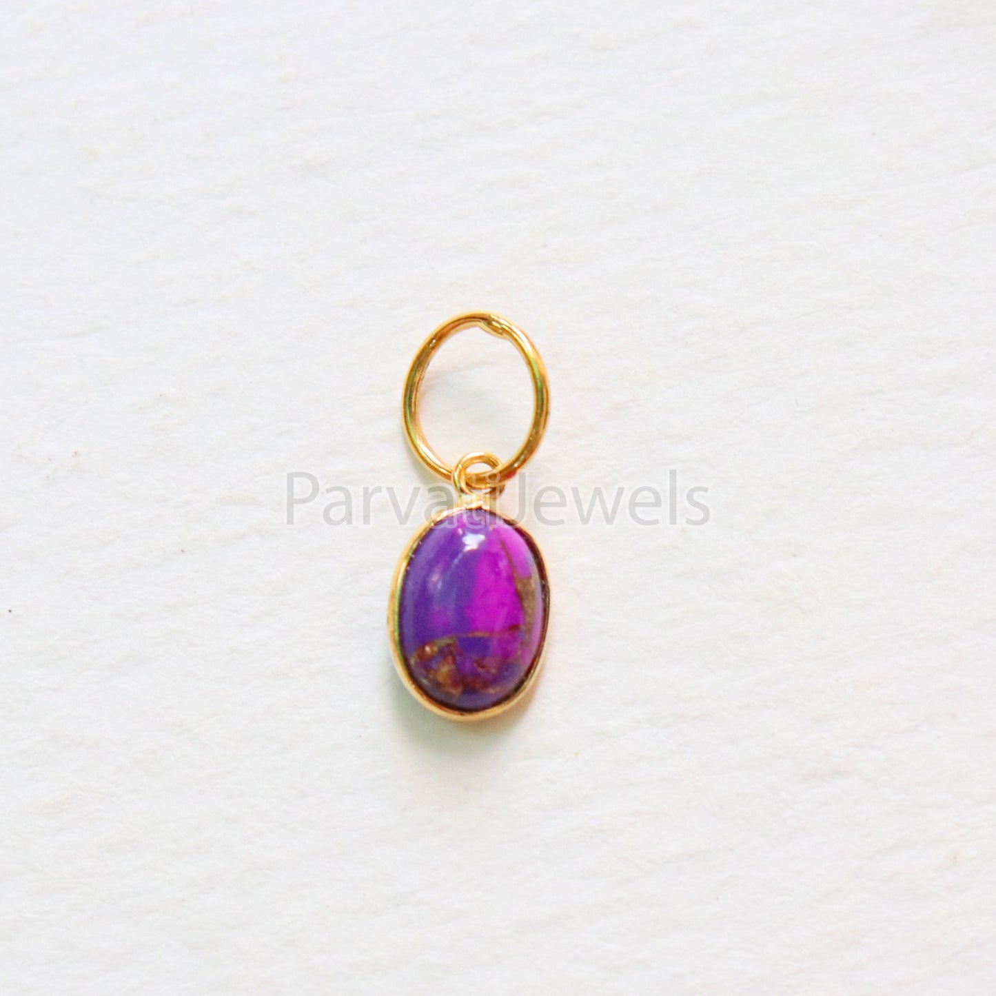 Purple Copper Turquoise Charm, 18K gold charm pendant, Handmade Gold Charm, Turquoise Charm, Turquoise Dainty Charm, Minimalist Pendant