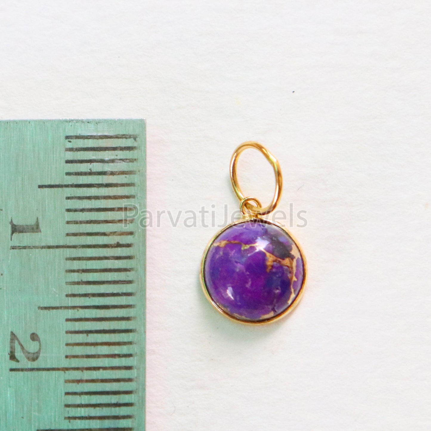 Purple Copper Turquoise Charm, 18K gold charm pendant, Handmade Gold Charm, Turquoise Charm, Turquoise Dainty Charm, Minimalist Pendant
