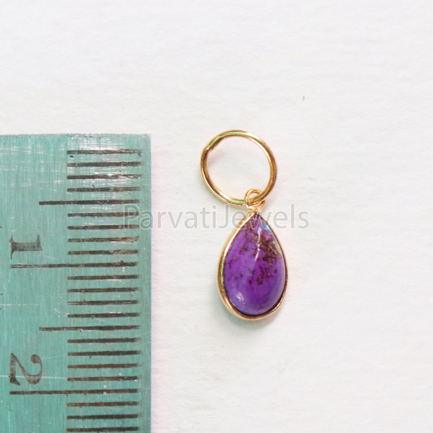 Purple Copper Turquoise Charm, 18K gold charm pendant, Handmade Gold Charm, Turquoise Charm, Turquoise Dainty Charm, Minimalist Pendant