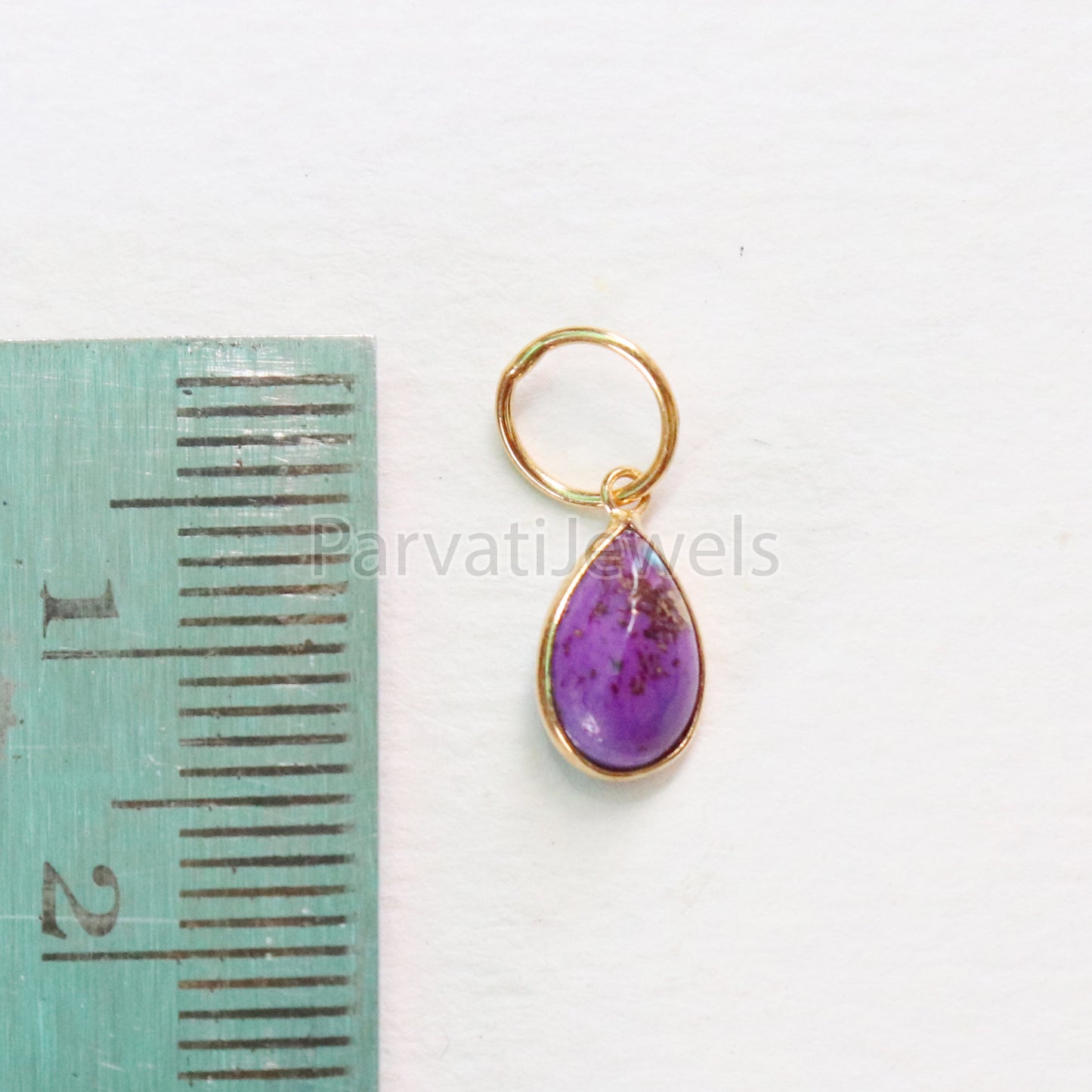Purple Copper Turquoise Charm, 18K gold charm pendant, Handmade Gold Charm, Turquoise Charm, Turquoise Dainty Charm, Minimalist Pendant