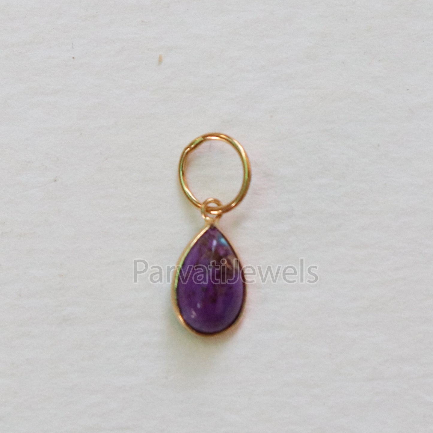 Purple Copper Turquoise Charm, 18K gold charm pendant, Handmade Gold Charm, Turquoise Charm, Turquoise Dainty Charm, Minimalist Pendant