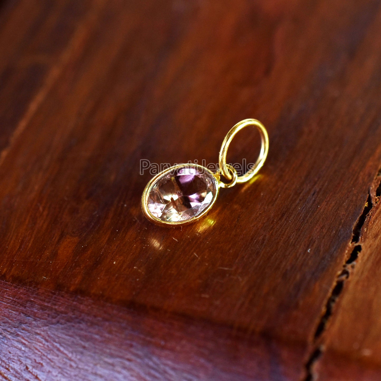 Beautiful Peach Tourmaline Charm, 18k Solid Gold Charm, Gold Charm, Charm Pendant, Natural Peach Tourmaline Charm, Charm Necklace Jewelry