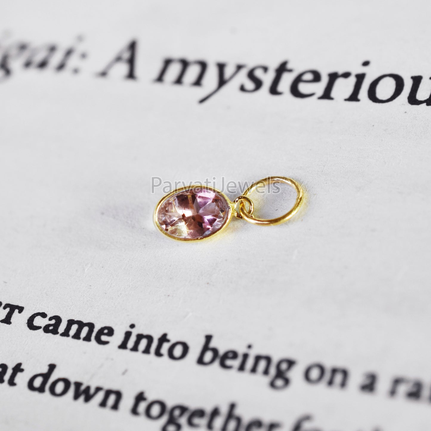 Beautiful Peach Tourmaline Charm, 18k Solid Gold Charm, Gold Charm, Charm Pendant, Natural Peach Tourmaline Charm, Charm Necklace Jewelry