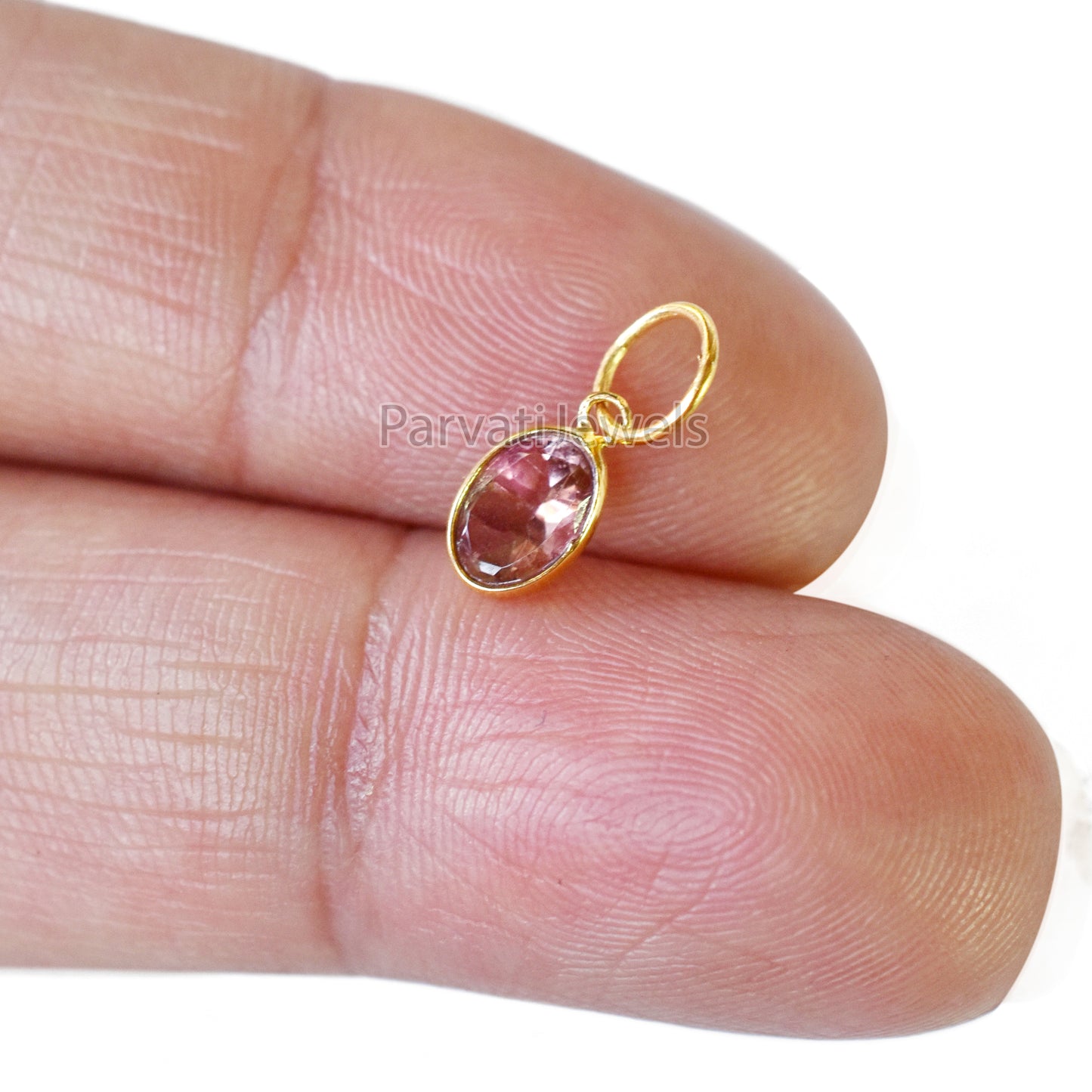 Beautiful Peach Tourmaline Charm, 18k Solid Gold Charm, Gold Charm, Charm Pendant, Natural Peach Tourmaline Charm, Charm Necklace Jewelry