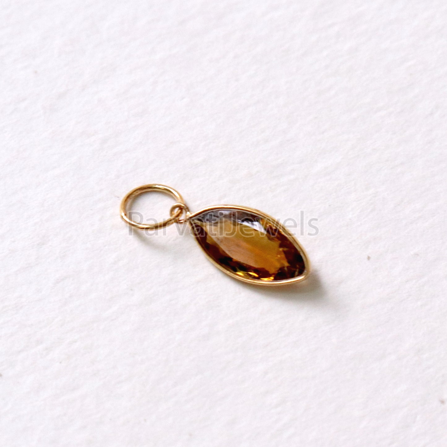Golden Tourmaline Charm, 18k Solid Gold Charm, Minmalist charm, Handmade charm, Gold Charm, Faceted Tourmaline Charm , Handmade Gold Charm