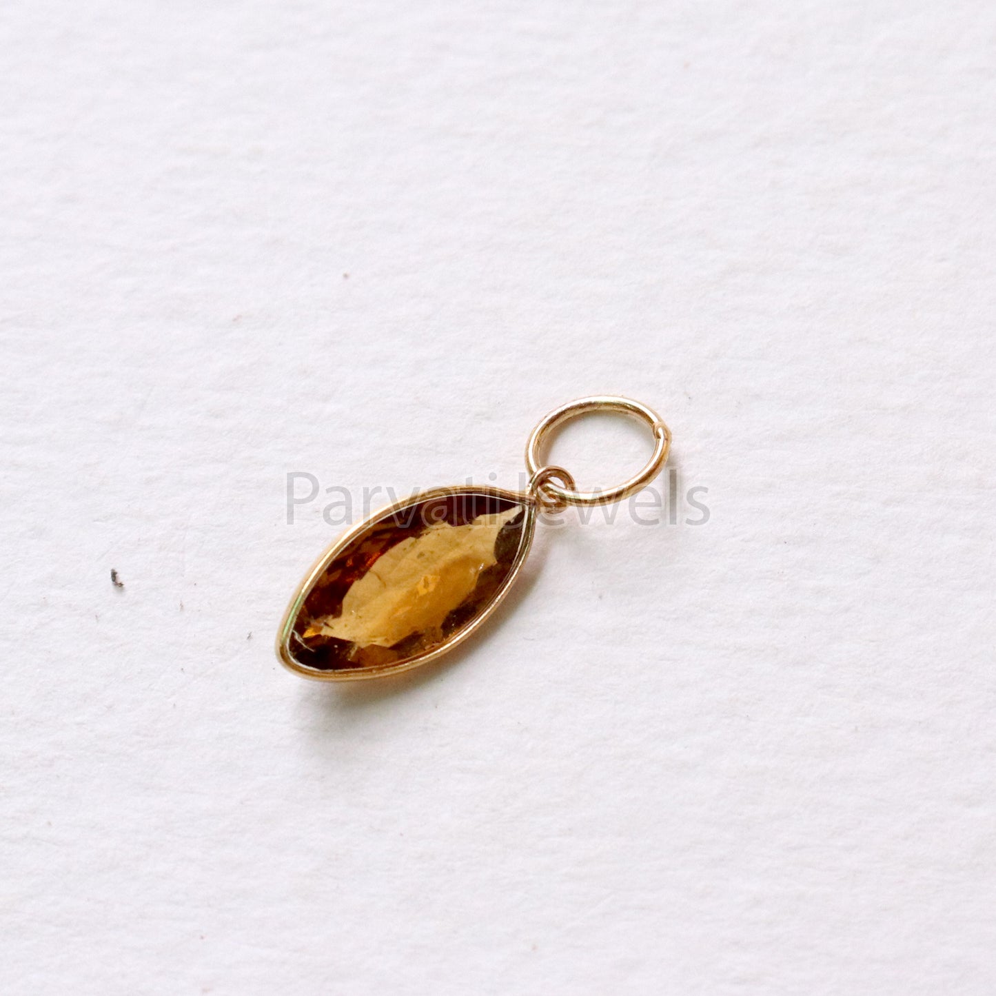 Golden Tourmaline Charm, 18k Solid Gold Charm, Minmalist charm, Handmade charm, Gold Charm, Faceted Tourmaline Charm , Handmade Gold Charm