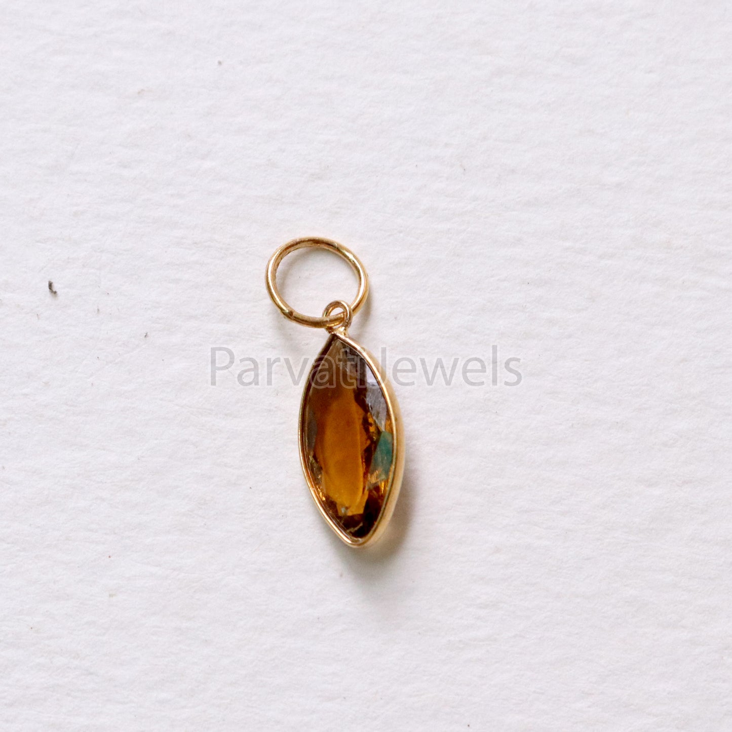 Golden Tourmaline Charm, 18k Solid Gold Charm, Minmalist charm, Handmade charm, Gold Charm, Faceted Tourmaline Charm , Handmade Gold Charm
