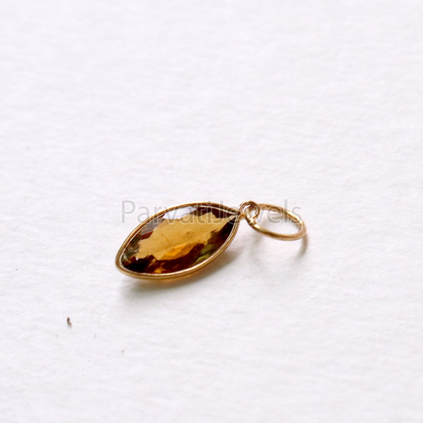 Golden Tourmaline Charm, 18k Solid Gold Charm, Minmalist charm, Handmade charm, Gold Charm, Faceted Tourmaline Charm , Handmade Gold Charm