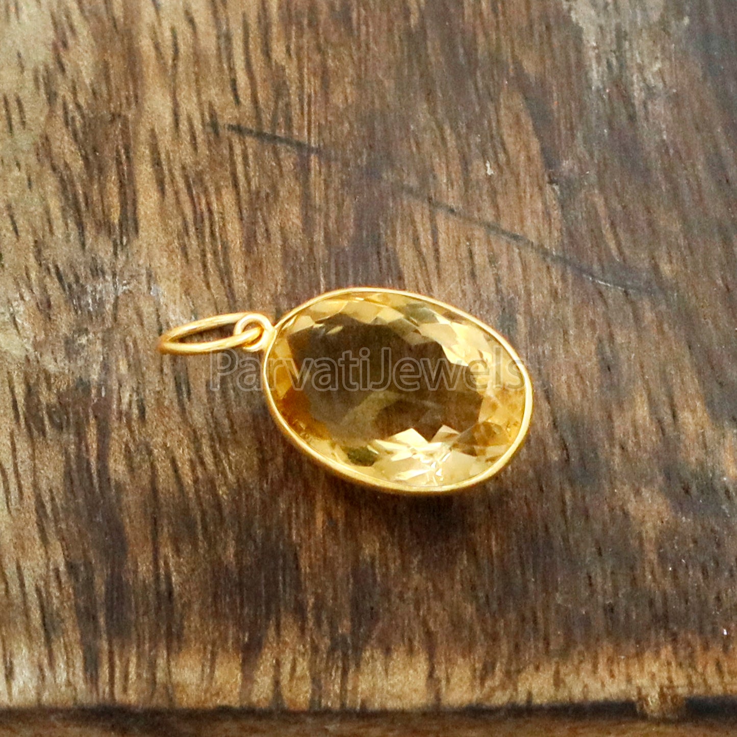 Citrine Charm, 18k Solid Gold Charm, Natural Citrine Charm, Gold Charm, Charm Pendant, Charm Necklace, Handmade Gold Charm