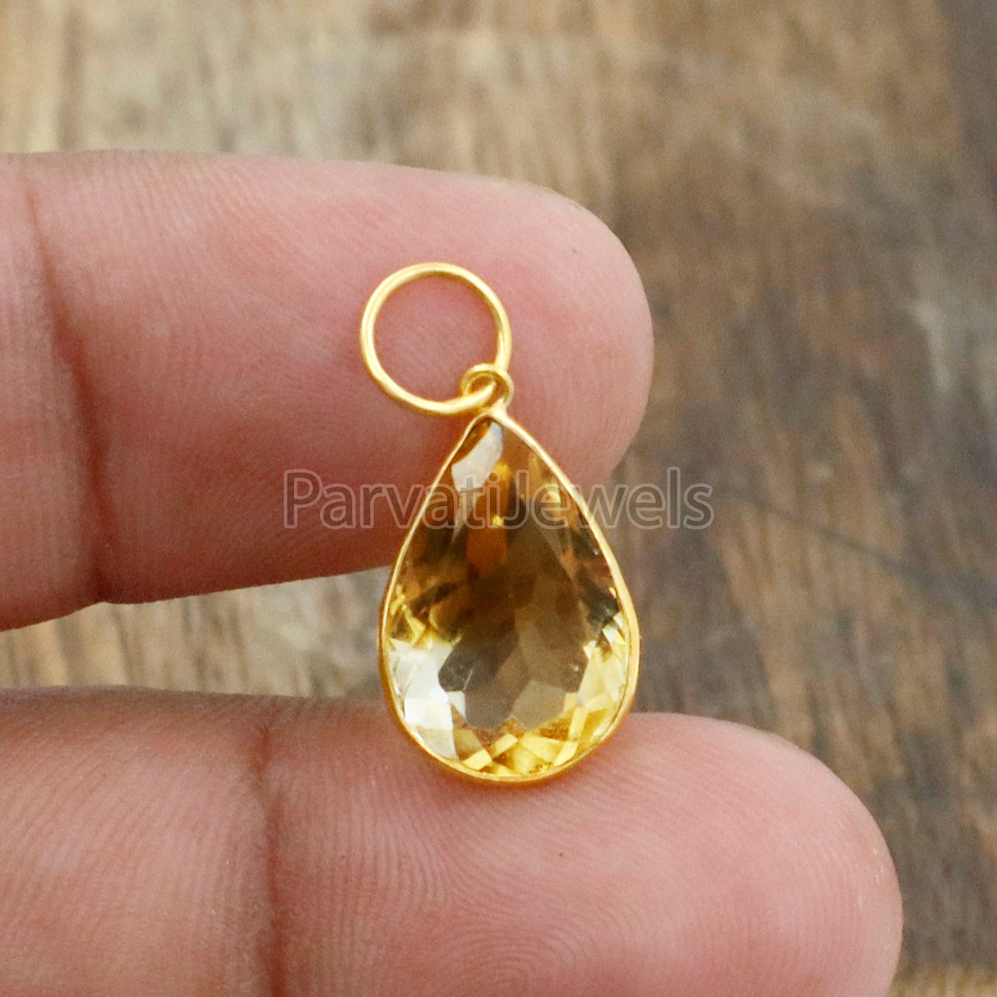 Citrine Charm, 18k Solid Gold Charm, Natural Citrine Charm, Gold Charm, Charm Pendant, Charm Necklace, Handmade Gold Charm