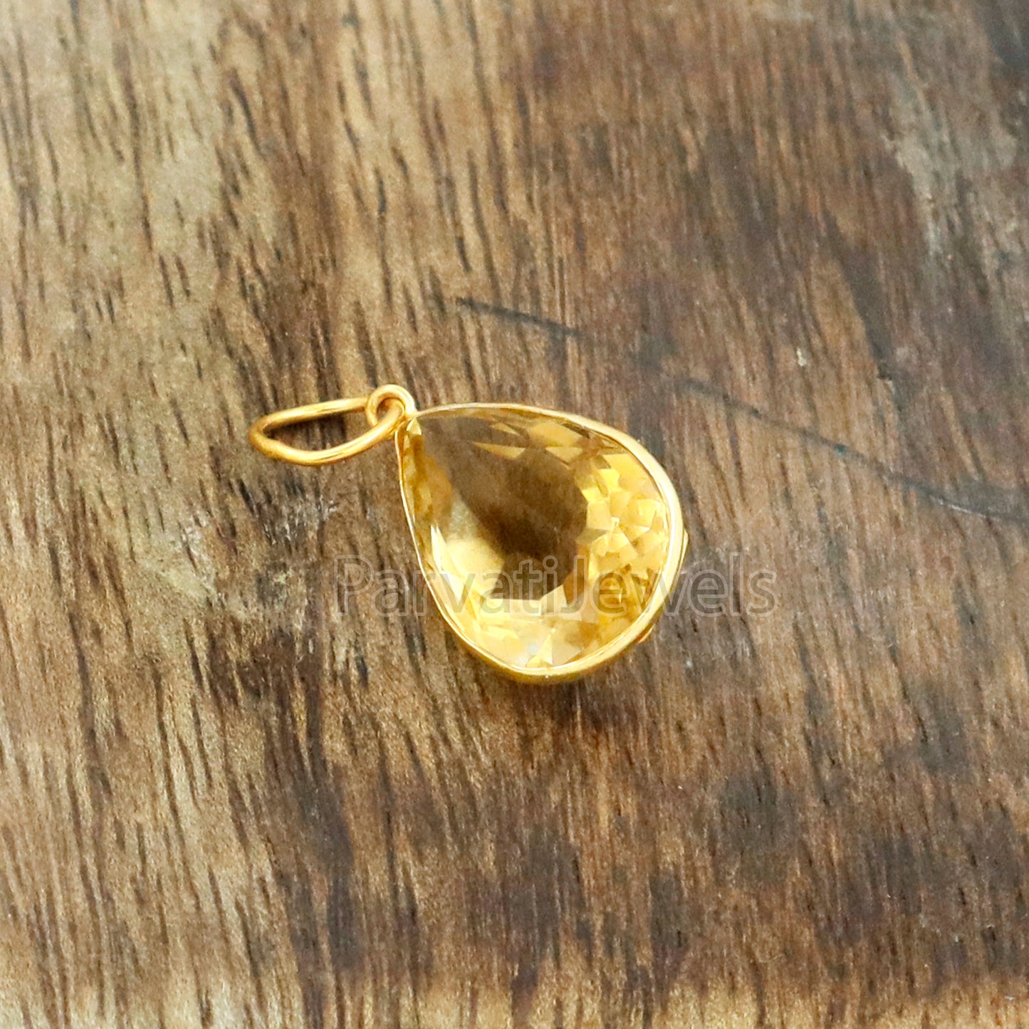 Citrine Charm, 18k Solid Gold Charm, Natural Citrine Charm, Gold Charm, Charm Pendant, Charm Necklace, Handmade Gold Charm