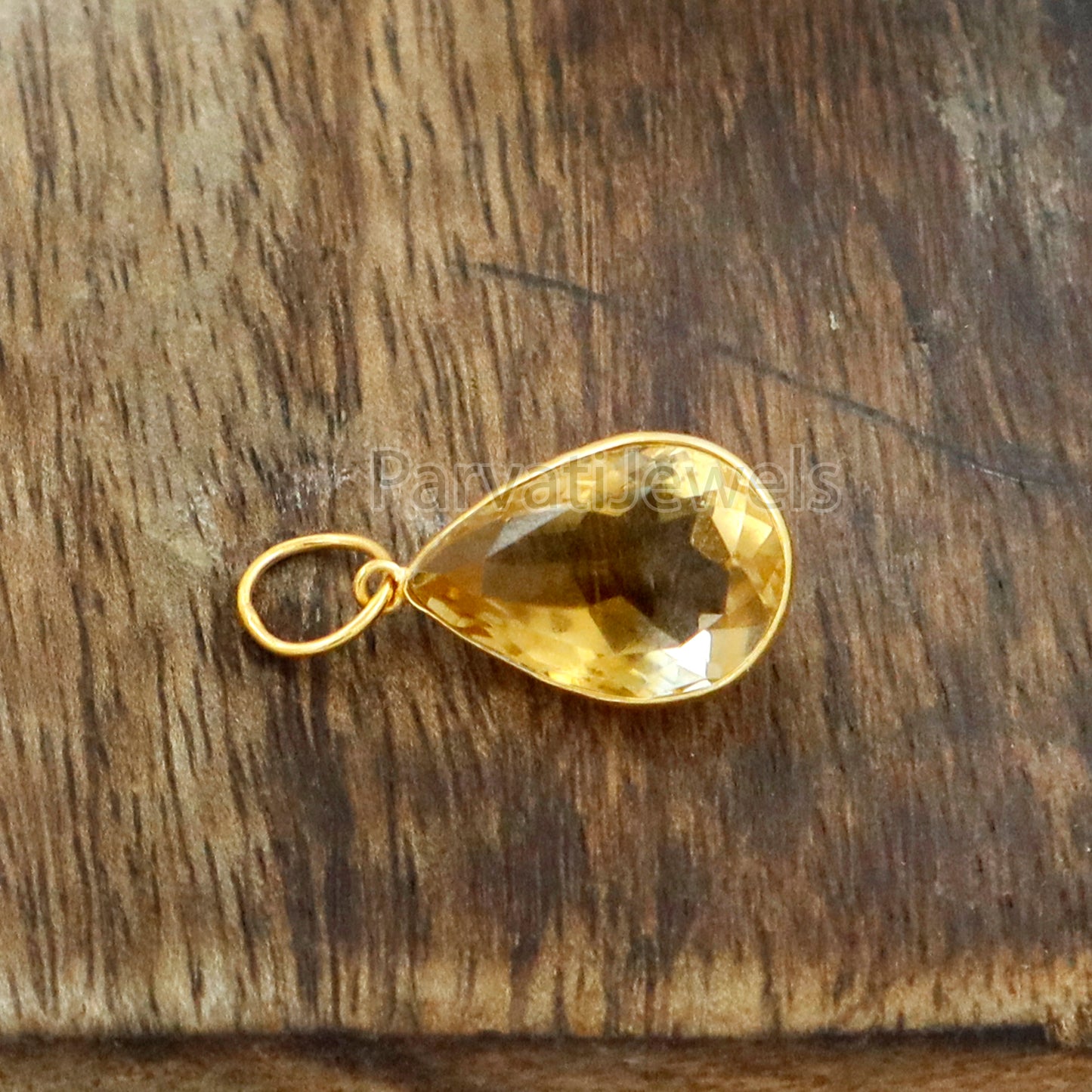Citrine Charm, 18k Solid Gold Charm, Natural Citrine Charm, Gold Charm, Charm Pendant, Charm Necklace, Handmade Gold Charm
