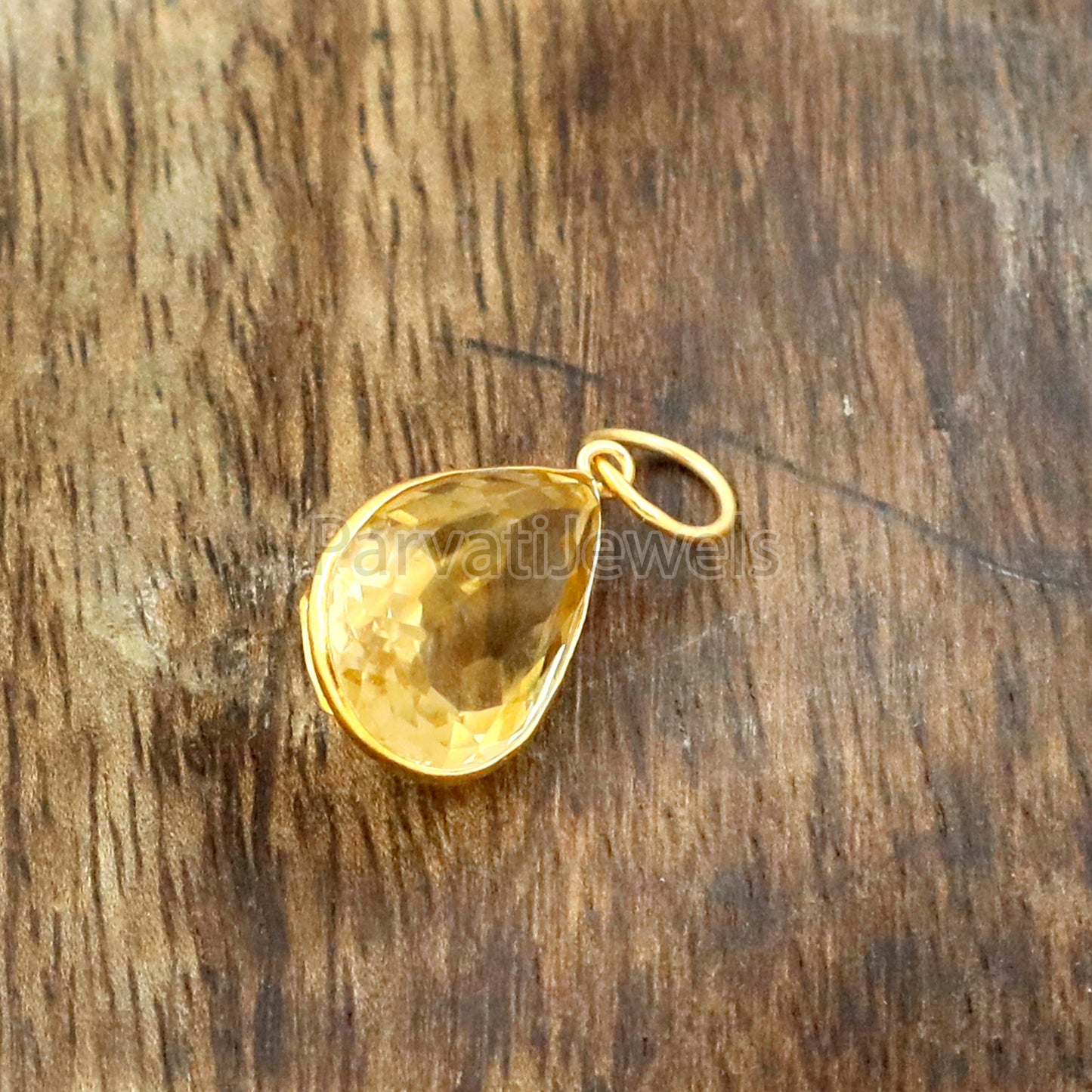 Citrine Charm, 18k Solid Gold Charm, Natural Citrine Charm, Gold Charm, Charm Pendant, Charm Necklace, Handmade Gold Charm