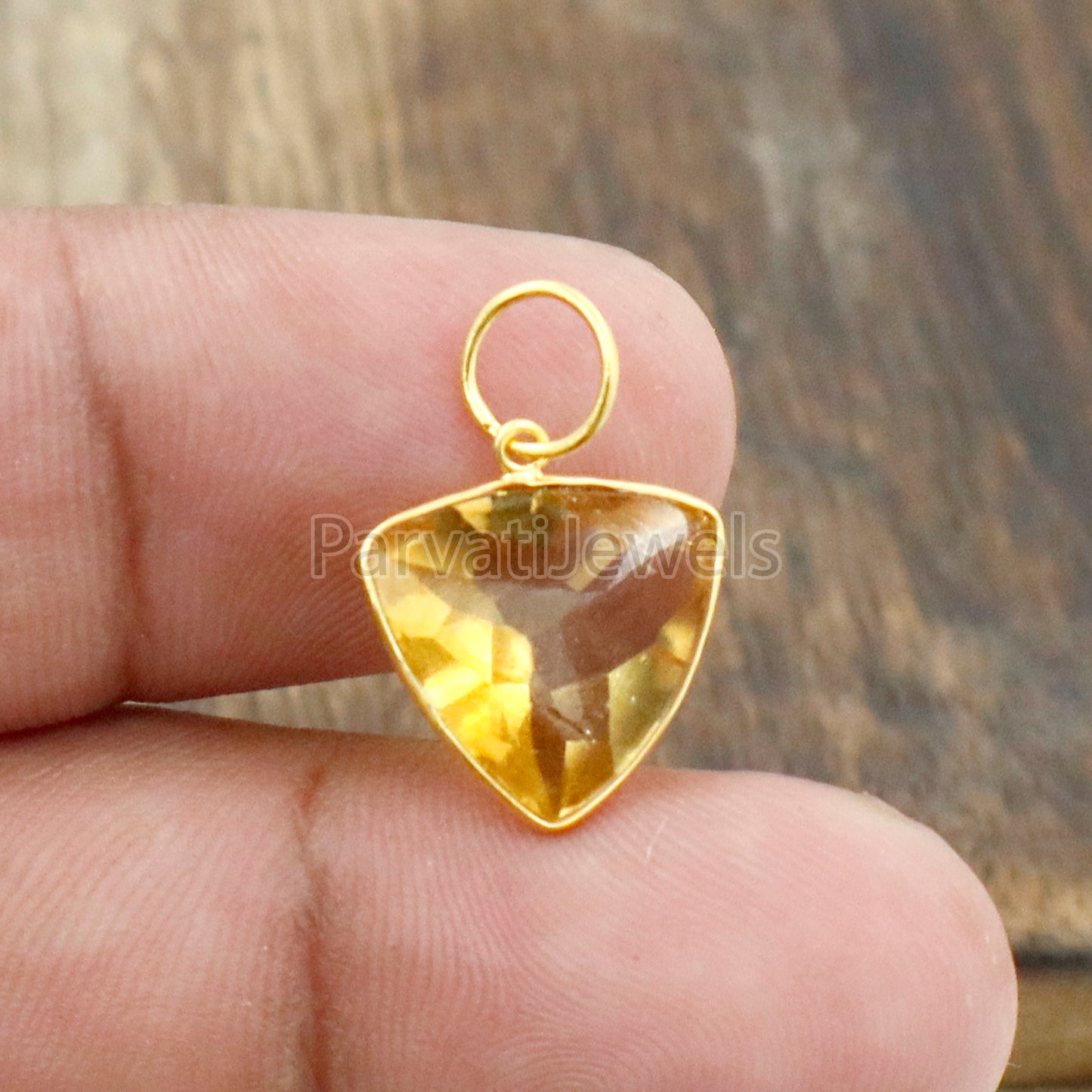 Citrine Charm, 18k Solid Gold Charm, Natural Citrine Charm, Gold Charm, Charm Pendant, Charm Necklace, Handmade Gold Charm
