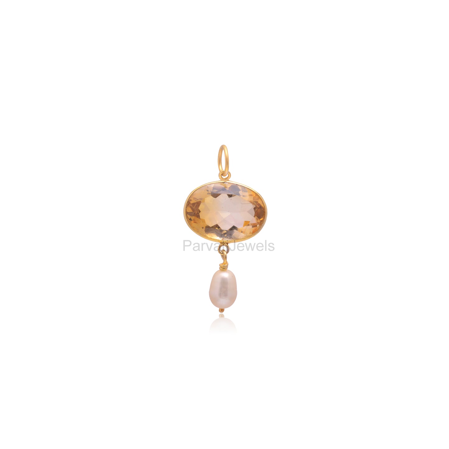 Natural Citrine Pearl Charm, Solid 18k Gold Charm, Pearl Gold Charm, November Birthstone Charm Pendant, Charm Necklace, Handmade Gold Charm,