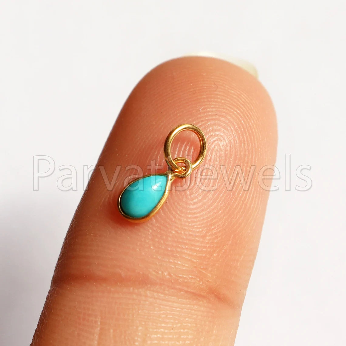 Natural Sleeping Beauty Turquoise 18K gold charm pendant, Handmade Gold Charm, Turquoise Charm, Turquoise Dainty Charm, Minimalist Pendant
