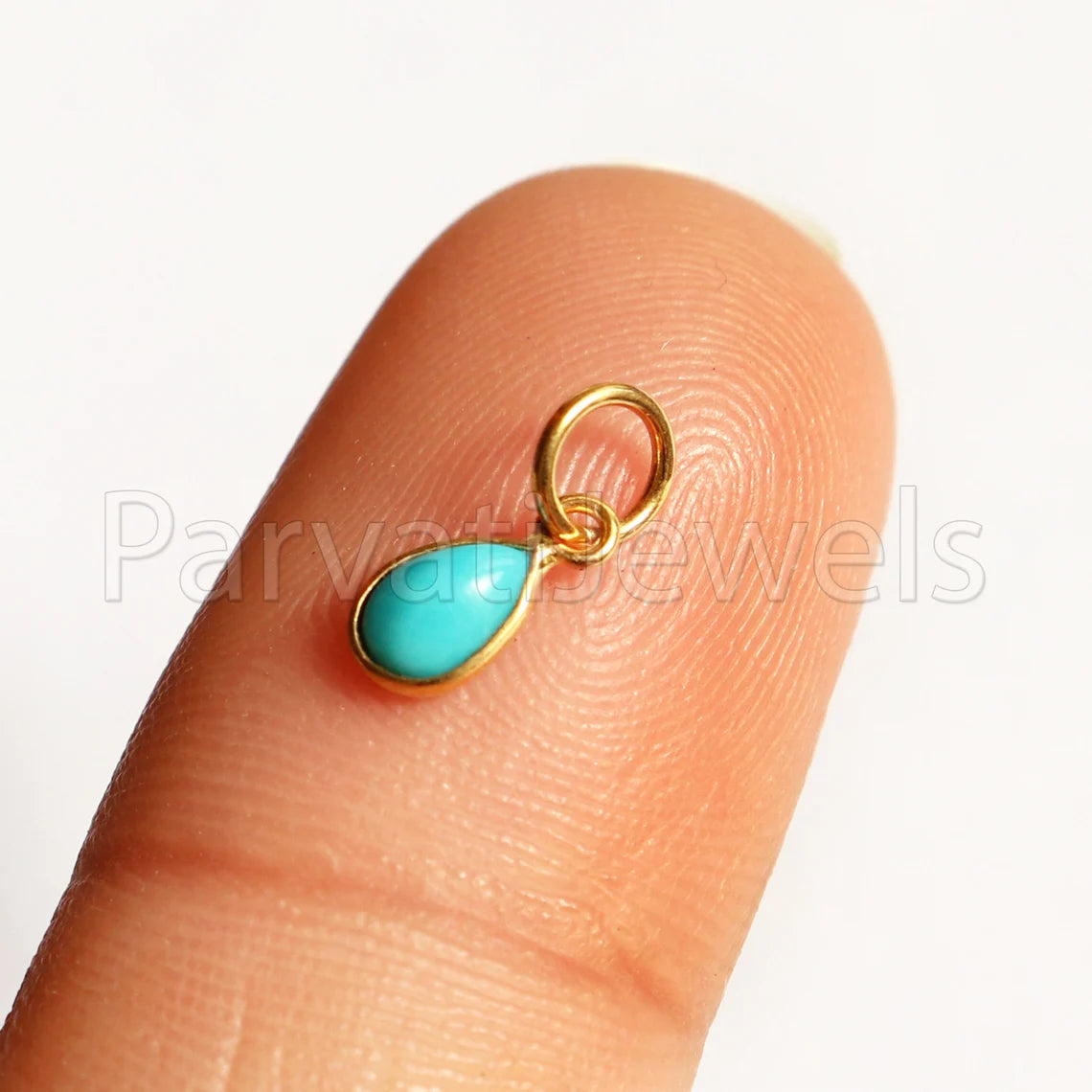 Natural Sleeping Beauty Turquoise 18K gold charm pendant, Handmade Gold Charm, Turquoise Charm, Turquoise Dainty Charm, Minimalist Pendant