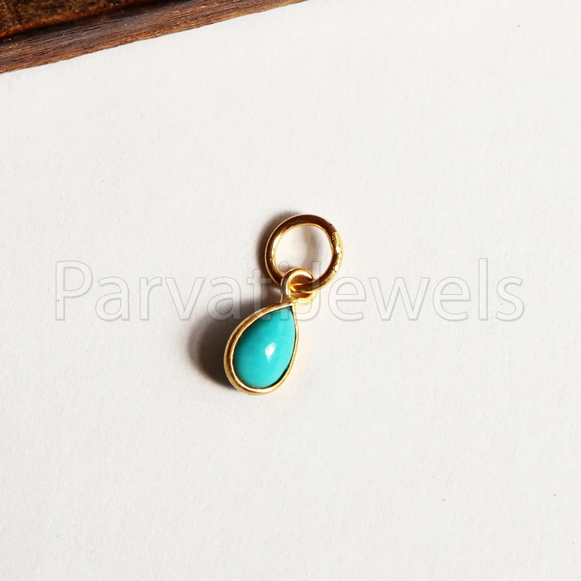 Natural Sleeping Beauty Turquoise 18K gold charm pendant, Handmade Gold Charm, Turquoise Charm, Turquoise Dainty Charm, Minimalist Pendant