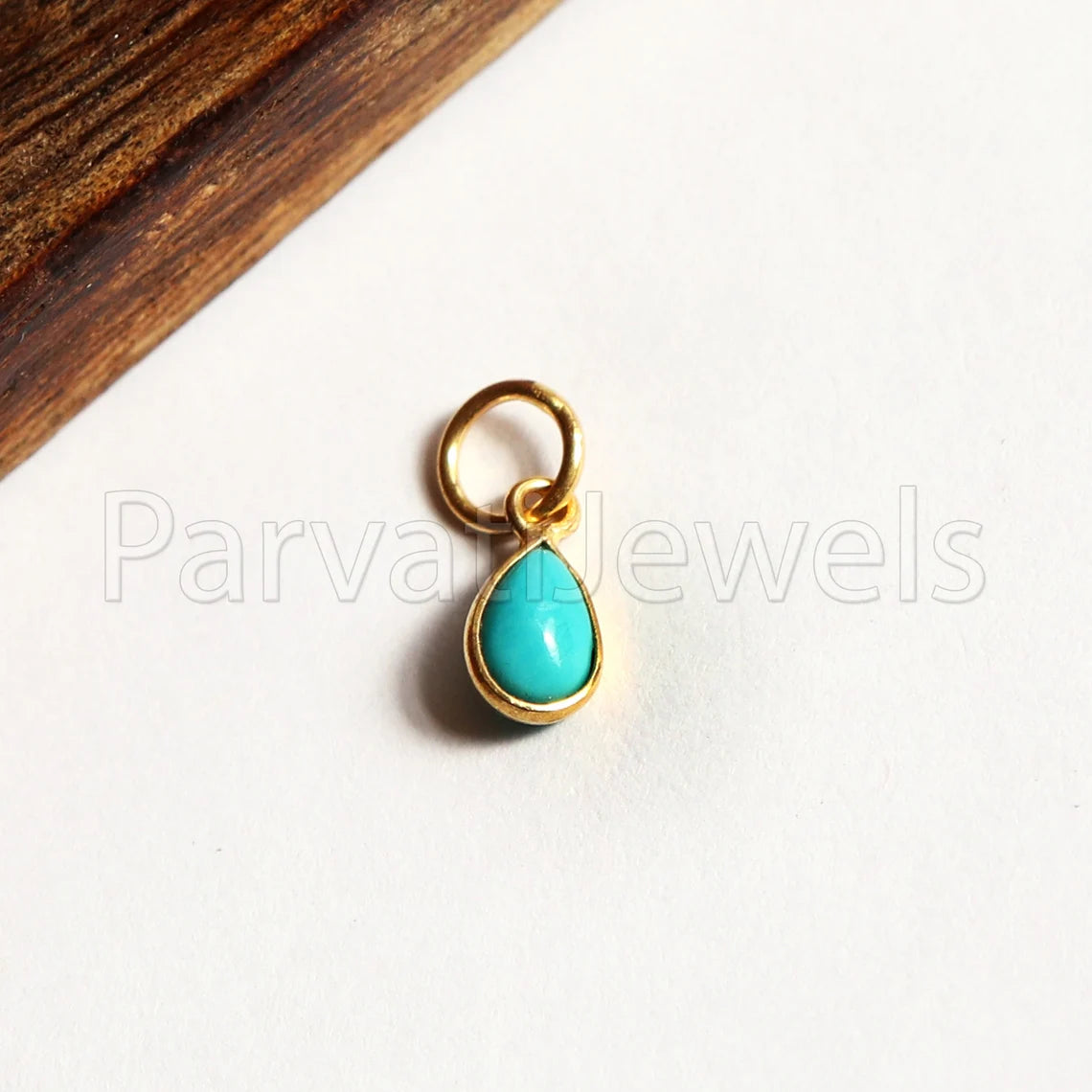 Natural Sleeping Beauty Turquoise 18K gold charm pendant, Handmade Gold Charm, Turquoise Charm, Turquoise Dainty Charm, Minimalist Pendant