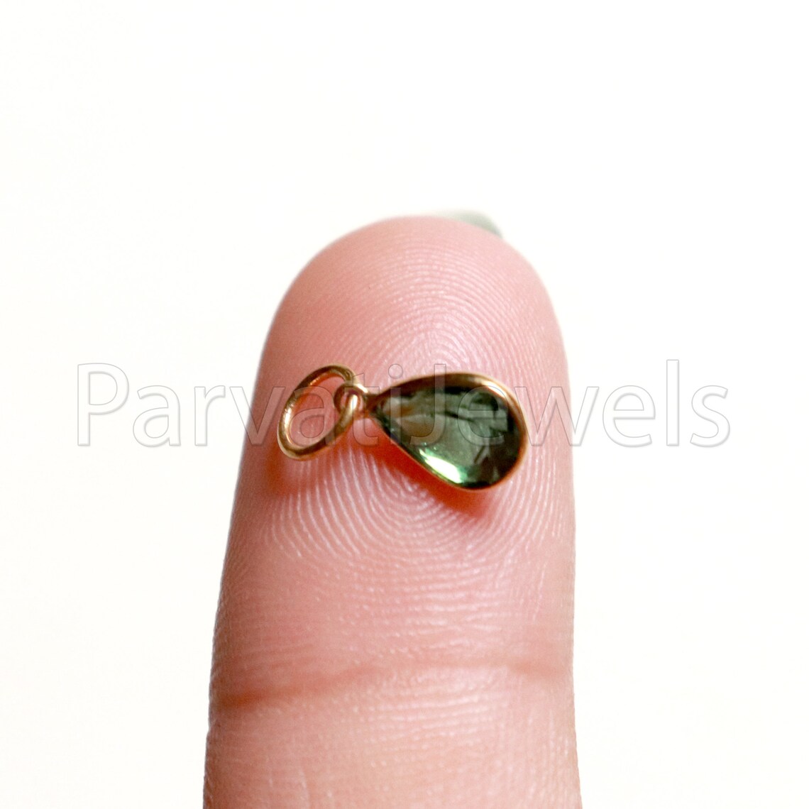 Blue Tourmaline 18k Solid Gold Charm pendant, Blue Tourmaline Charm, DAINTY Tourmaline Charm , 18KT Solid Gold, Natural Tourmaline, RARE