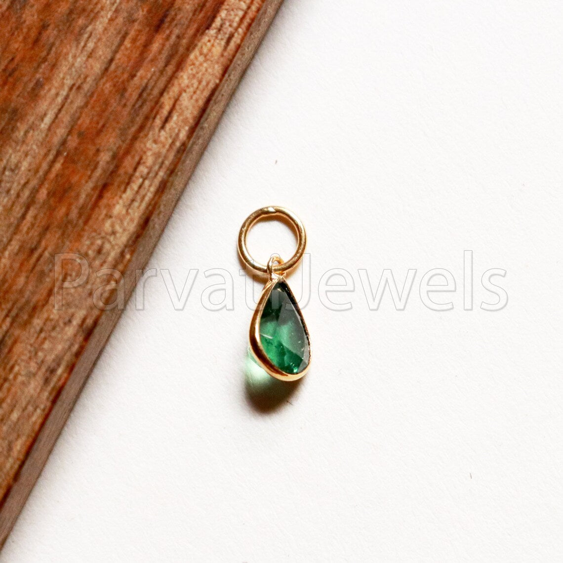 Blue Tourmaline 18k Solid Gold Charm pendant, Blue Tourmaline Charm, DAINTY Tourmaline Charm , 18KT Solid Gold, Natural Tourmaline, RARE