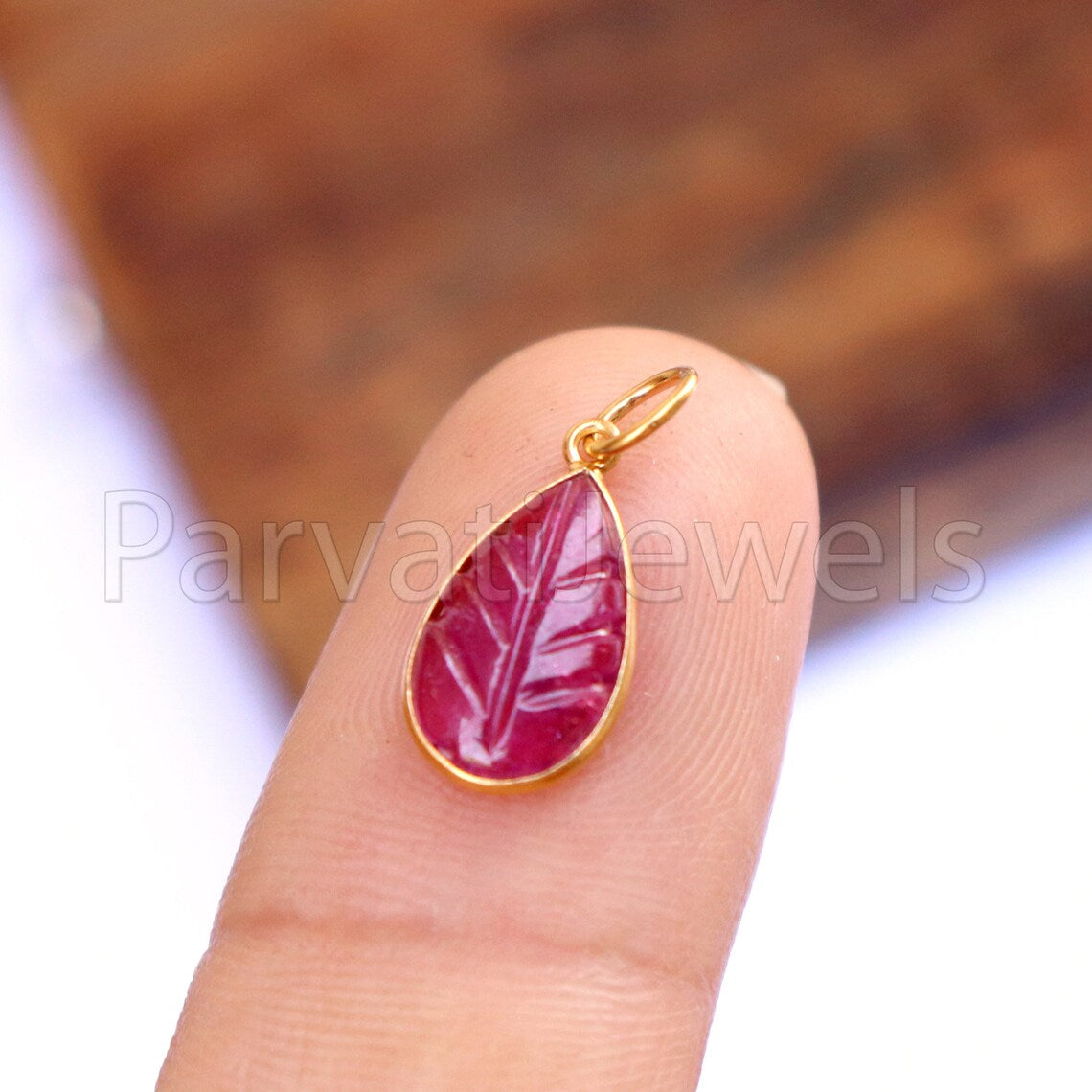Natural Pink Tourmaline Charm, 18k Solid Gold Charm, Hand Carved Pink Tourmaline Charm, Charm Pendant, Charm Necklace, Handmade Gold Charm