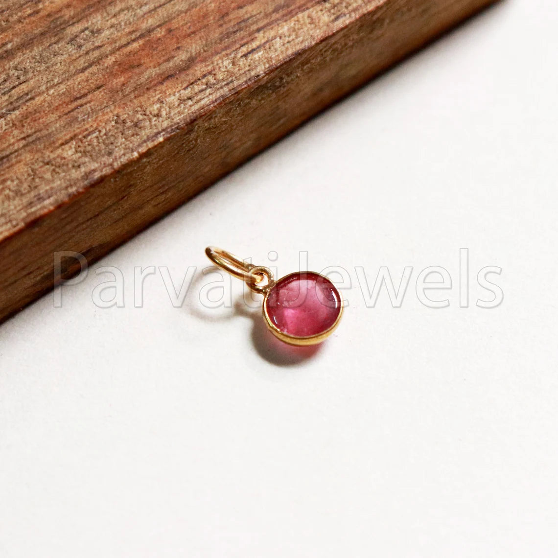 Chekker Cut Pink Tourmaline Charm, 18k Solid Gold Charm, Pink Tourmaline Charm, Gold Charm, Faceted Tourmaline Charm , Handmade Gold Charm