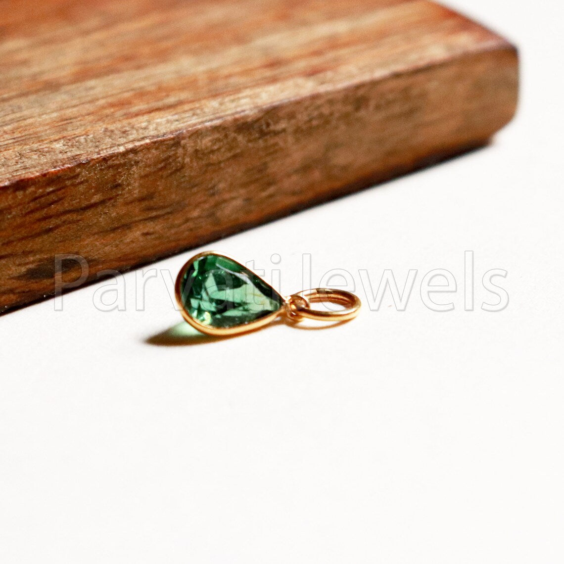 Blue Tourmaline 18k Solid Gold Charm pendant, Blue Tourmaline Charm, DAINTY Tourmaline Charm , 18KT Solid Gold, Natural Tourmaline, RARE