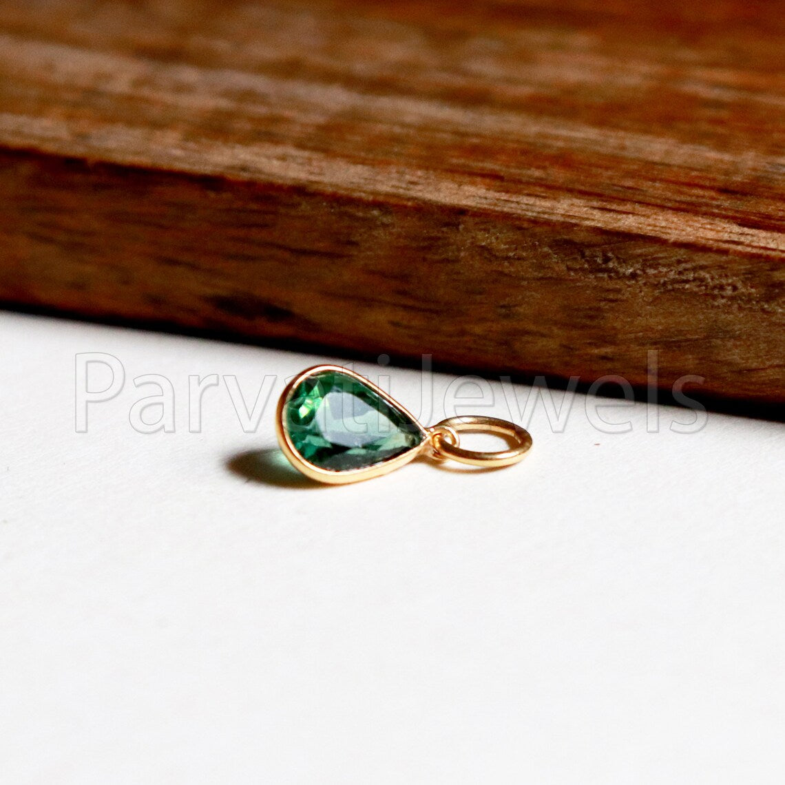 Blue Tourmaline 18k Solid Gold Charm pendant, Blue Tourmaline Charm, DAINTY Tourmaline Charm , 18KT Solid Gold, Natural Tourmaline, RARE