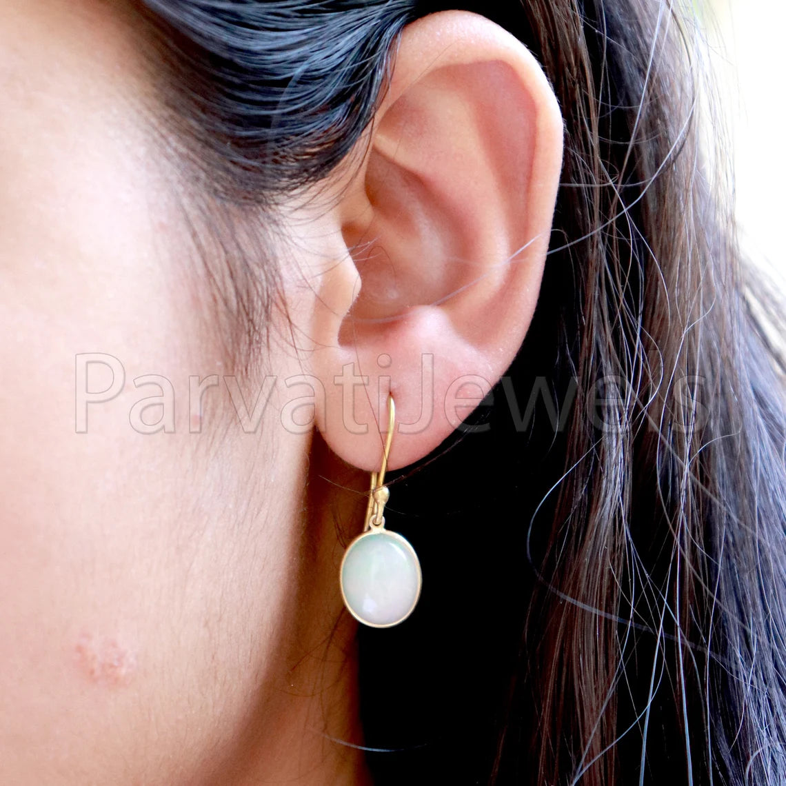 Ethiopian Opal dangle Earring, Dangle Earring, Natural Ethiopian Opal Earring, Minimalist Dangle Earring , SOLID18k gold earrings