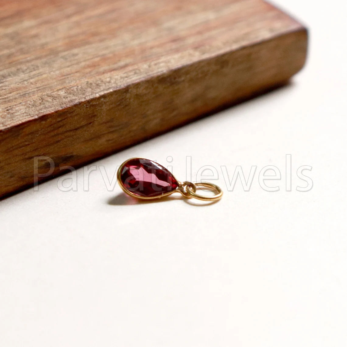 DEEP Pink Tourmaline 18k Solid Gold Charm pendant, Hot Pink Tourmaline Charm, DAINTY Tourmaline Charm , 18KT, RARE Natural Tourmaline