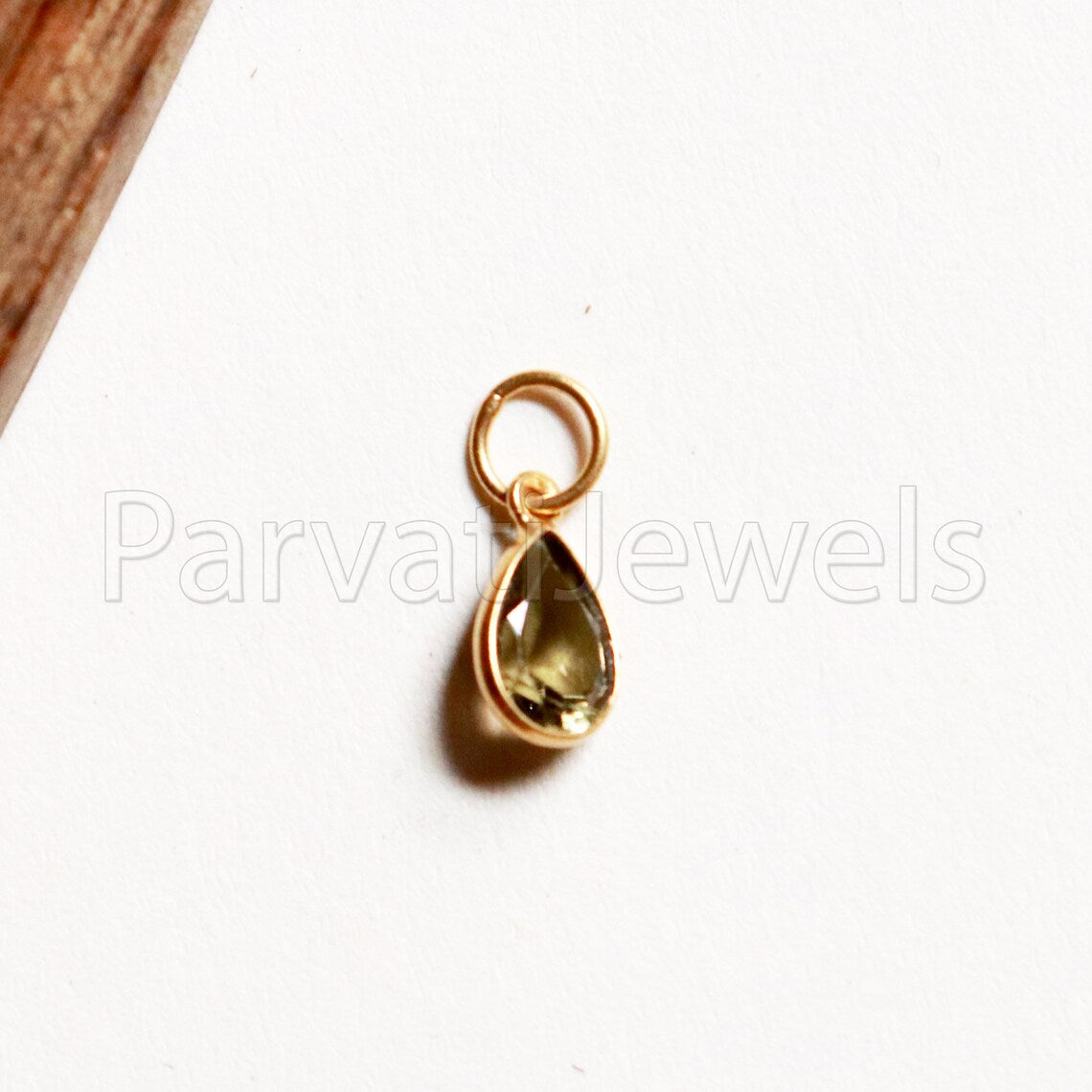 Golden Tourmaline Charm, 18k Solid Gold Charm, Golden Color Tourmaline Charm, Gold Charm, Faceted Tourmaline Charm, Handmade Gold Charm