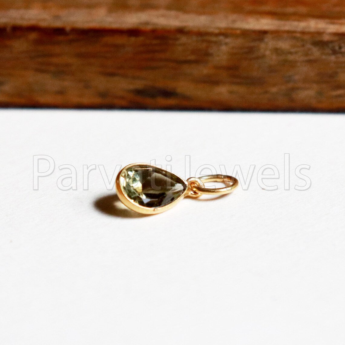 Golden Tourmaline Charm, 18k Solid Gold Charm, Golden Color Tourmaline Charm, Gold Charm, Faceted Tourmaline Charm, Handmade Gold Charm