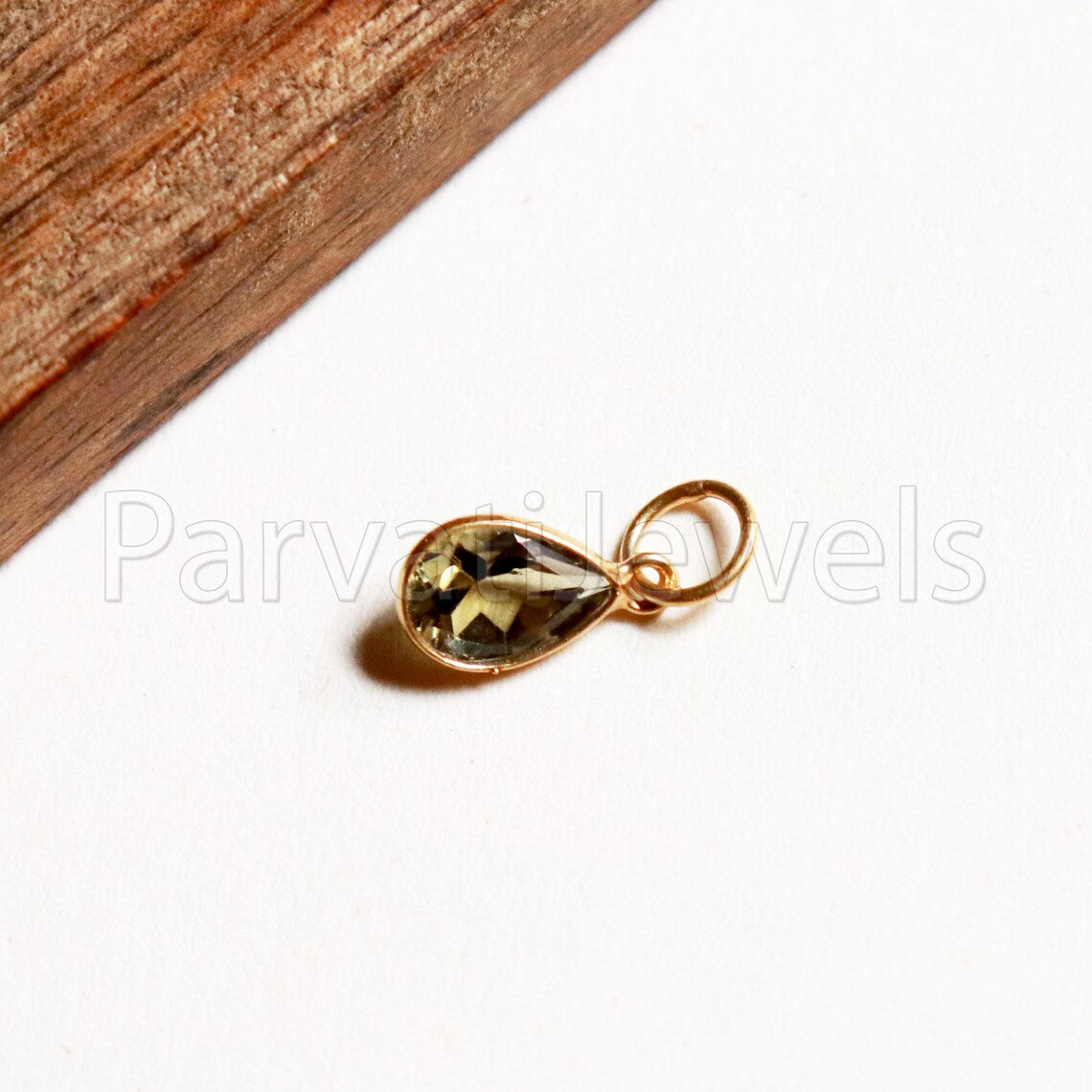 Golden Tourmaline Charm, 18k Solid Gold Charm, Golden Color Tourmaline Charm, Gold Charm, Faceted Tourmaline Charm, Handmade Gold Charm