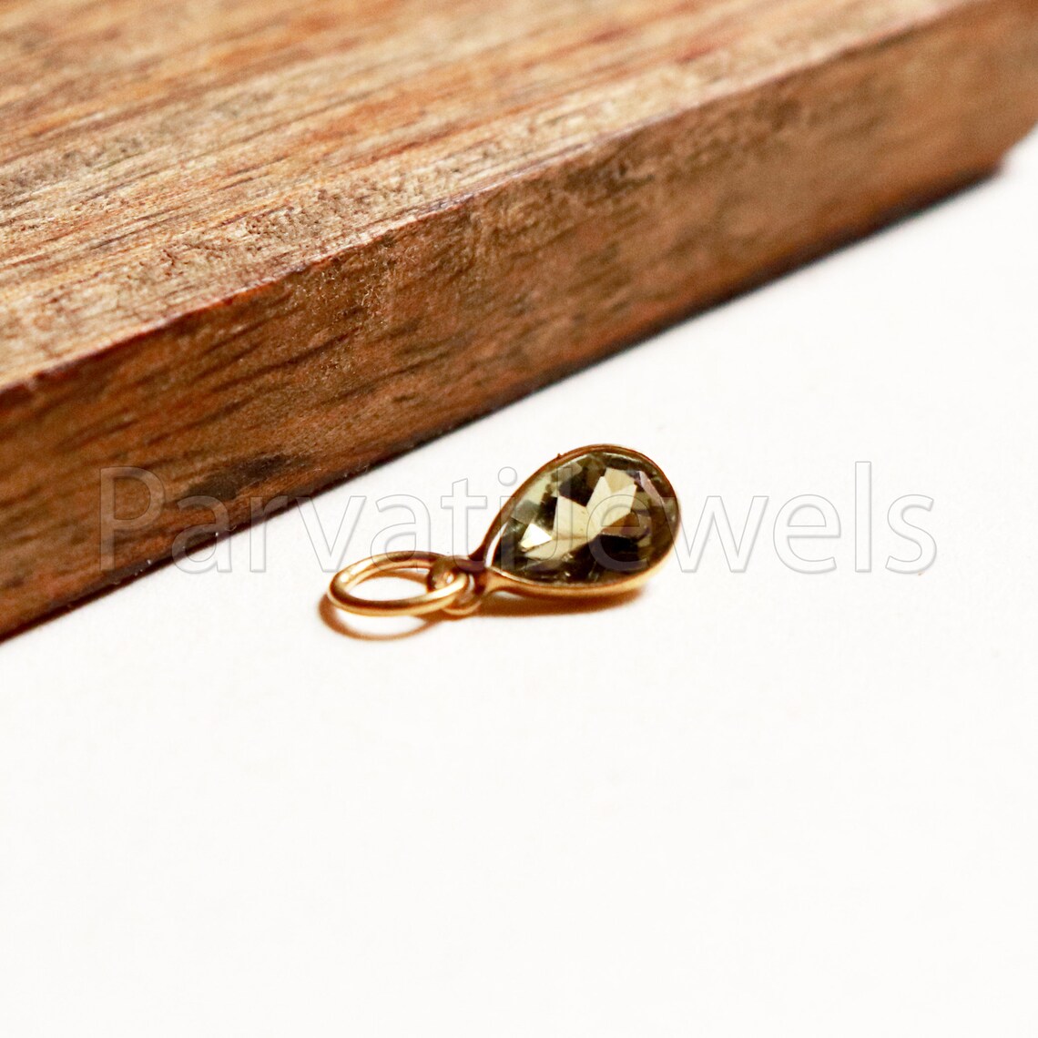 Golden Tourmaline Charm, 18k Solid Gold Charm, Golden Color Tourmaline Charm, Gold Charm, Faceted Tourmaline Charm, Handmade Gold Charm