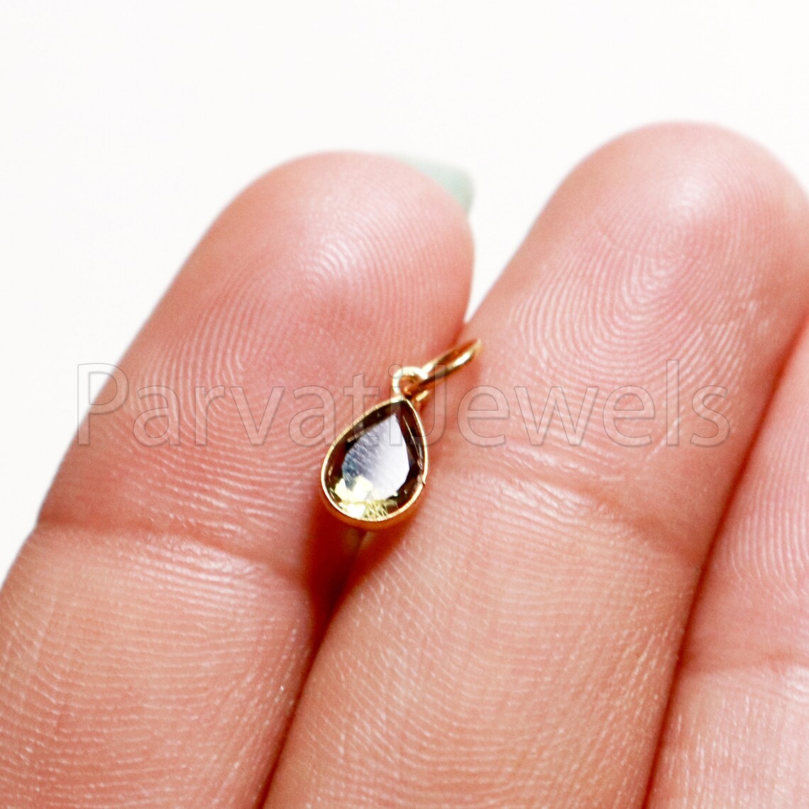Golden Tourmaline Charm, 18k Solid Gold Charm, Golden Color Tourmaline Charm, Gold Charm, Faceted Tourmaline Charm, Handmade Gold Charm