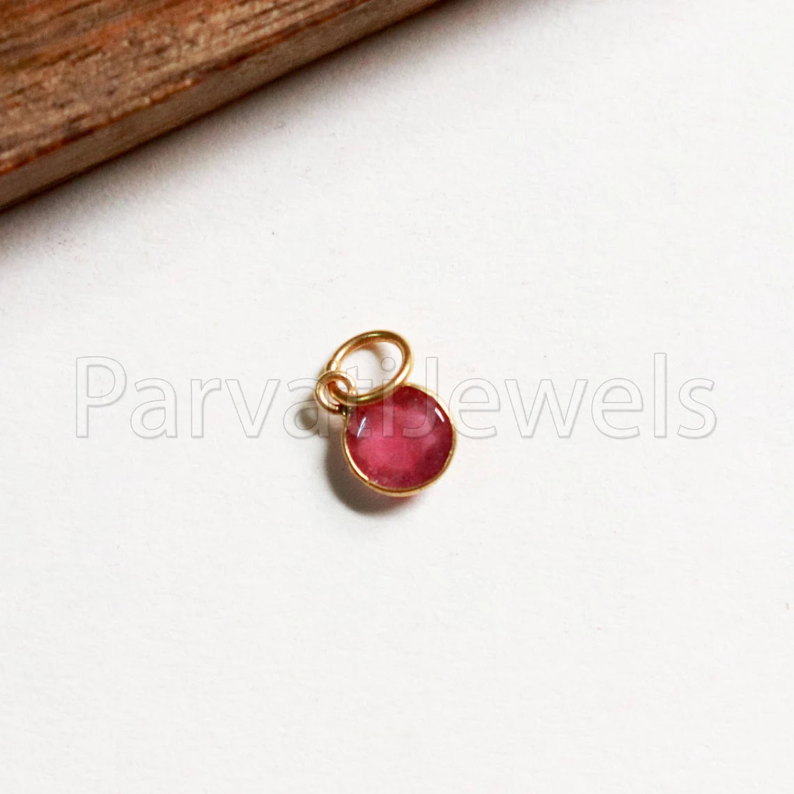 Chekker Cut Pink Tourmaline Charm, 18k Solid Gold Charm, Pink Tourmaline Charm, Gold Charm, Faceted Tourmaline Charm , Handmade Gold Charm