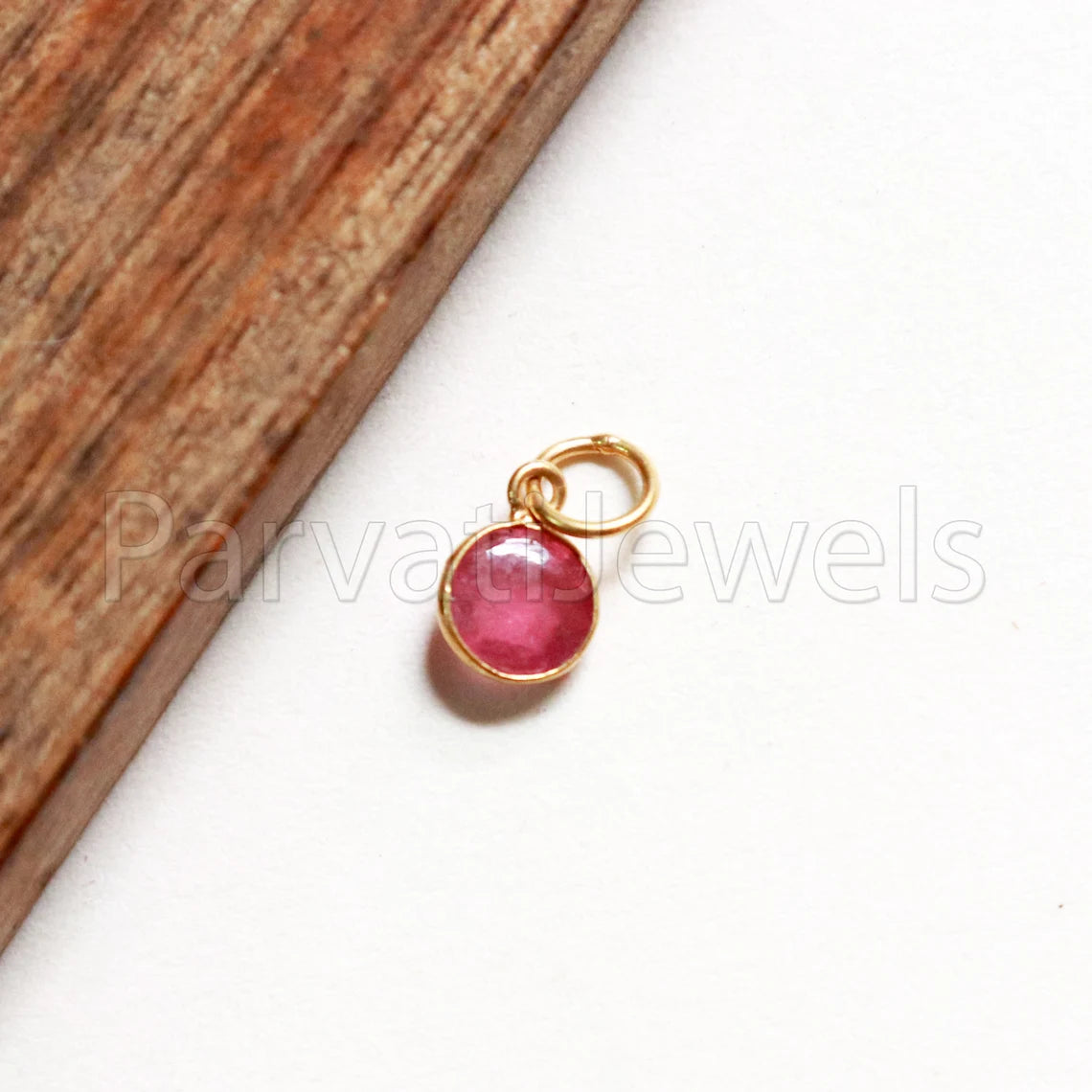 Chekker Cut Pink Tourmaline Charm, 18k Solid Gold Charm, Pink Tourmaline Charm, Gold Charm, Faceted Tourmaline Charm , Handmade Gold Charm