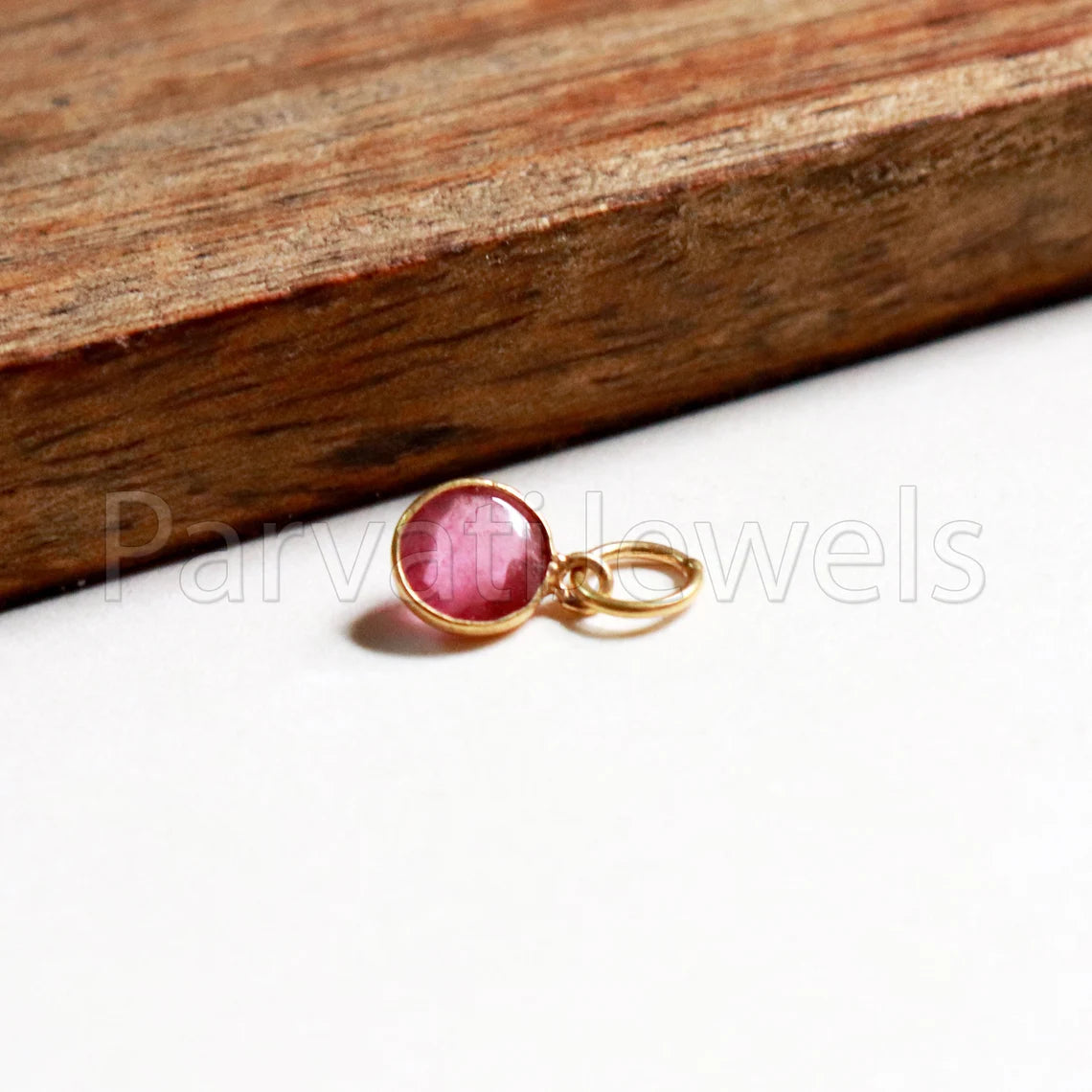 Chekker Cut Pink Tourmaline Charm, 18k Solid Gold Charm, Pink Tourmaline Charm, Gold Charm, Faceted Tourmaline Charm , Handmade Gold Charm