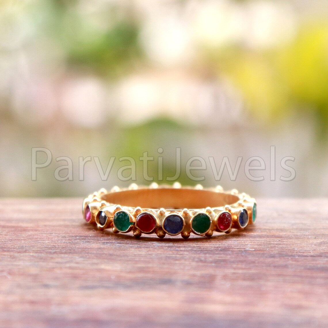 Ruby, Emerald & Sapphire Eternity Band Ring, 18k Solid Gold Ring, Handmade Eternity Gold Ring, Multi Stone Engagement Ring, Wedding Ring