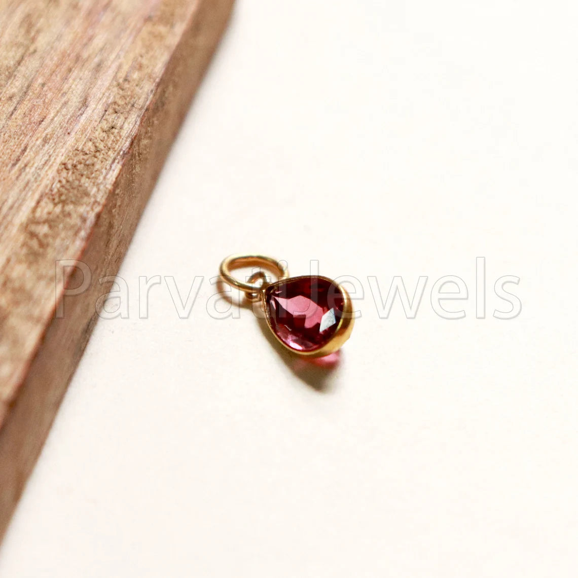 DEEP Pink Tourmaline 18k Solid Gold Charm pendant, Hot Pink Tourmaline Charm, DAINTY Tourmaline Charm , 18KT, RARE Natural Tourmaline