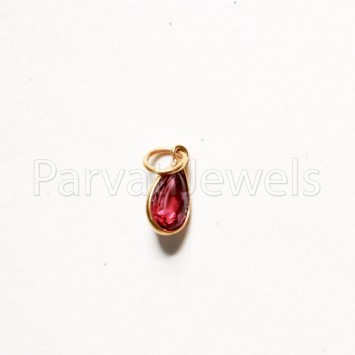 DEEP Pink Tourmaline 18k Solid Gold Charm pendant, Hot Pink Tourmaline Charm, DAINTY Tourmaline Charm , 18KT, RARE Natural Tourmaline