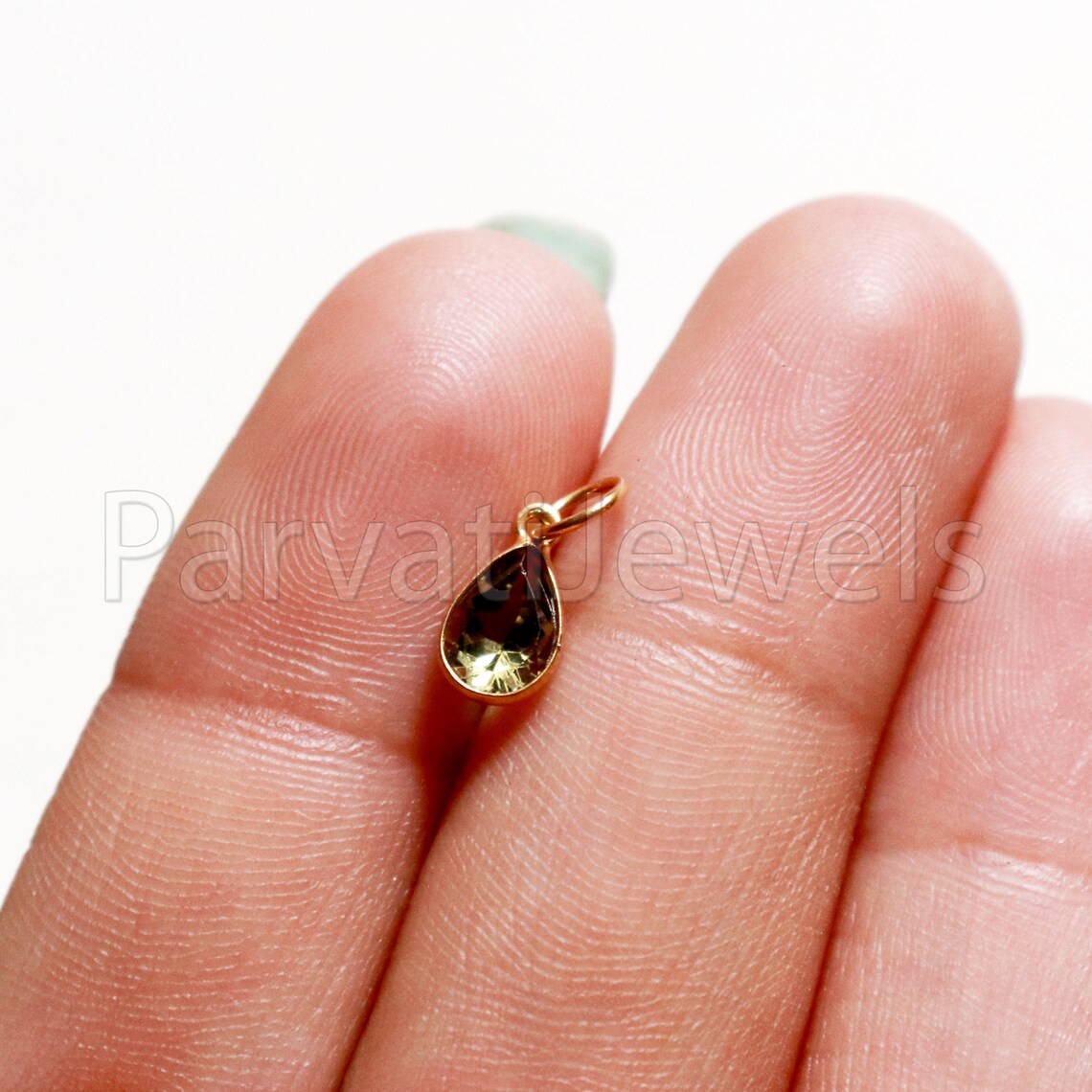 Golden Tourmaline Charm, 18k Solid Gold Charm, Golden Color Tourmaline Charm, Gold Charm, Faceted Tourmaline Charm, Handmade Gold Charm