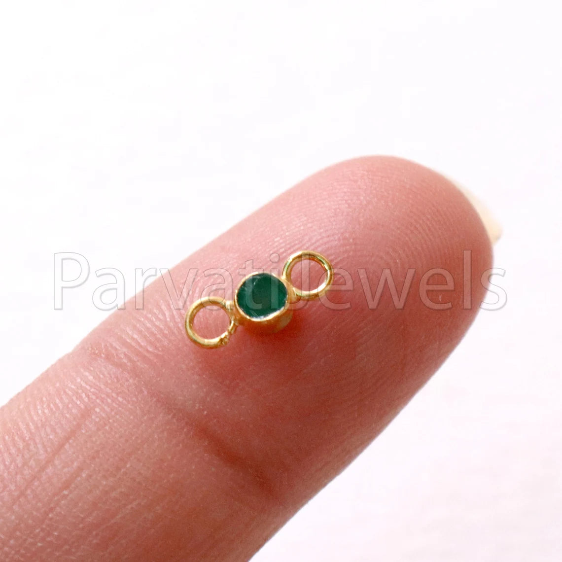 Emerald Connector, 18k Solid Gold Connector, Natural Emerald, Gold Connector, Handmade Connector, Gold Jewelry Connector,